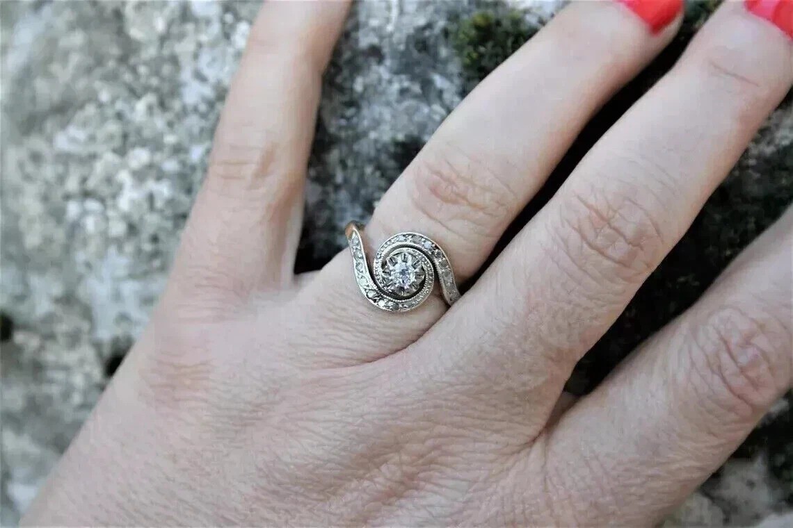 2.35Ct Vintage Art Deco Round Lab Created Diamond Wedding 14K White Gold FN Ring