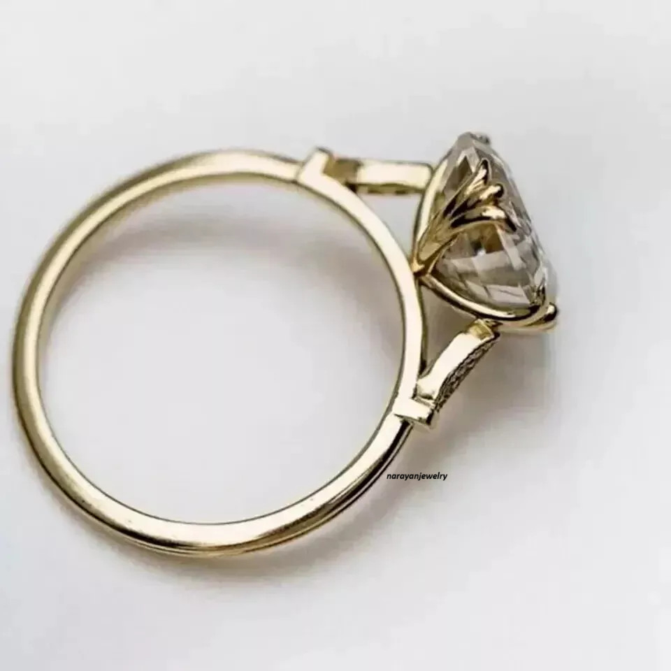 Art Deco Style 3Ct Asscher Cut Lab-Created Diamond Engagement Gold Filled Ring
