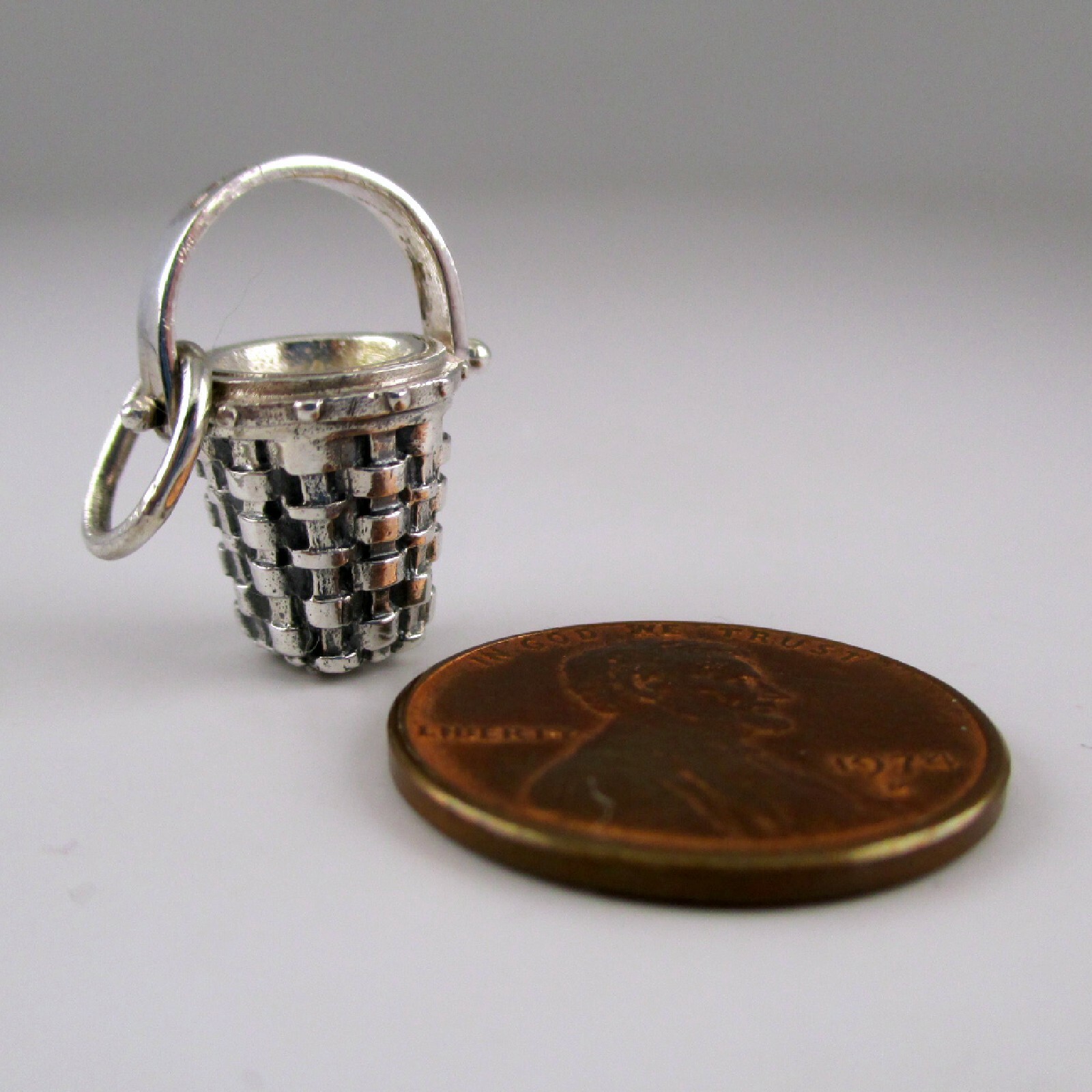 Sterling Silver Candle Basket Charm for Bracelet Brown County BCB Jewelry