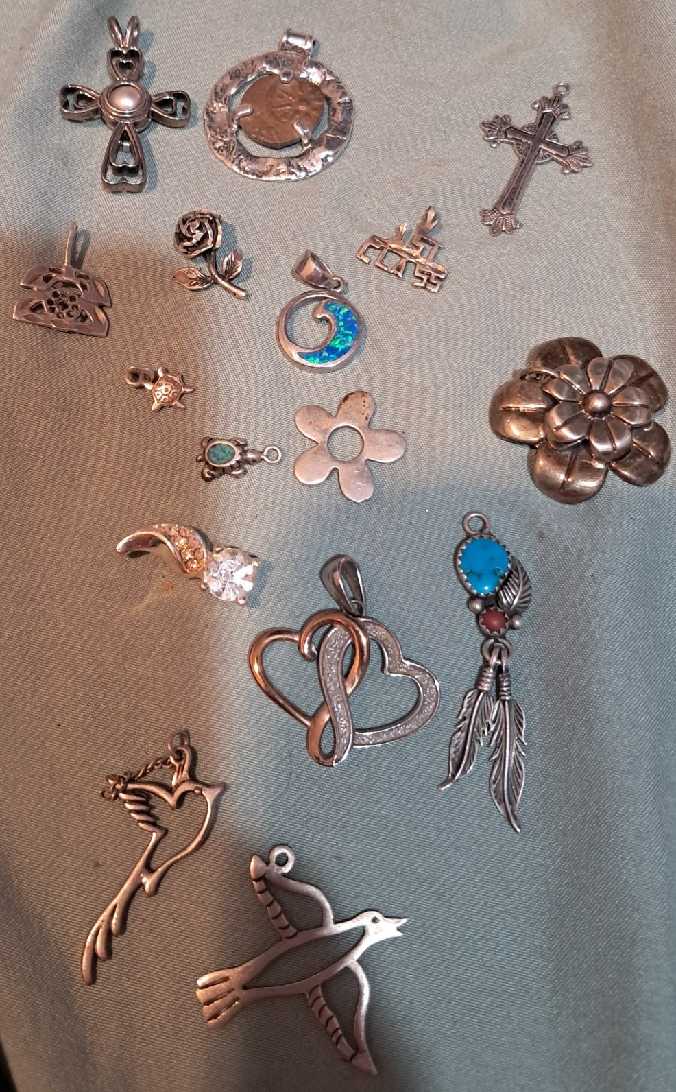 16pc Silver Tone Metal Charm & Pendant Mixed Lot, Assorted Designs