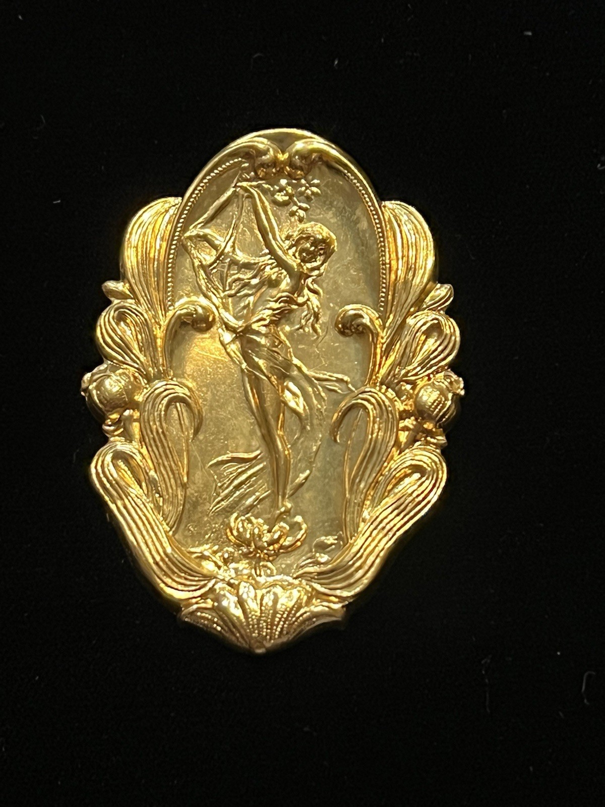 Large Vintage Gold Plated Brass Stamping for Jewelry Design NOS 22K Gold Plated