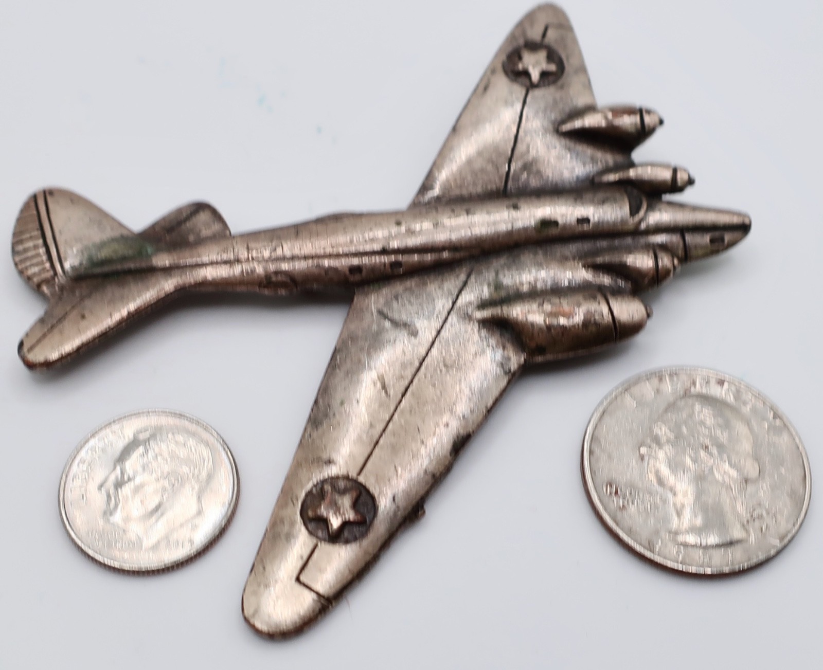 Vintage WWII B-17 Flying Fortress Bomber Airplane Sweetheart 3.25″ Pin Brooch