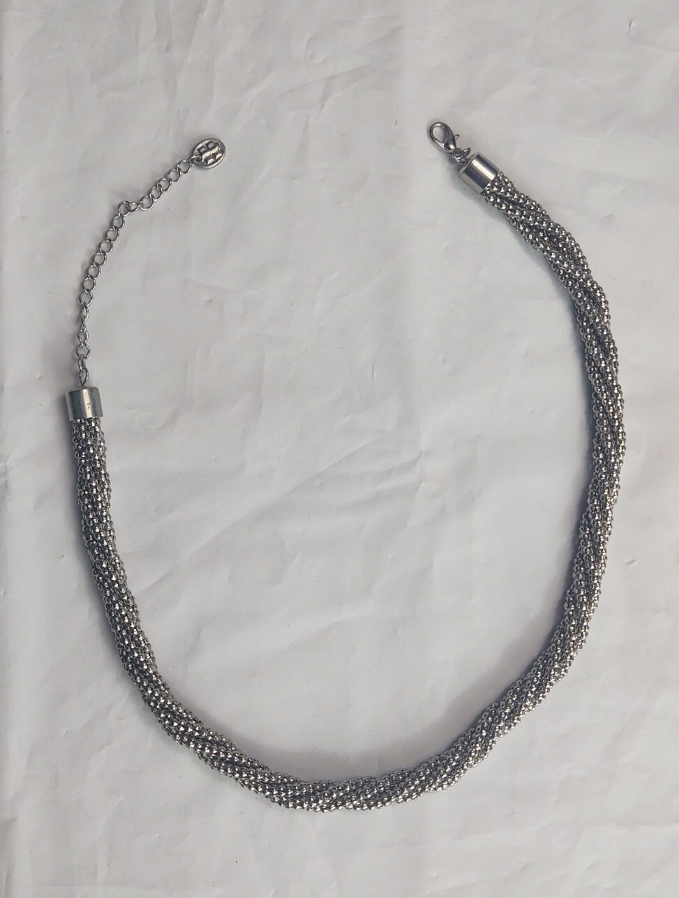 Vintage Silver Tone Twisted Rope Chain Choker Necklace Women’s Costume Jewelry