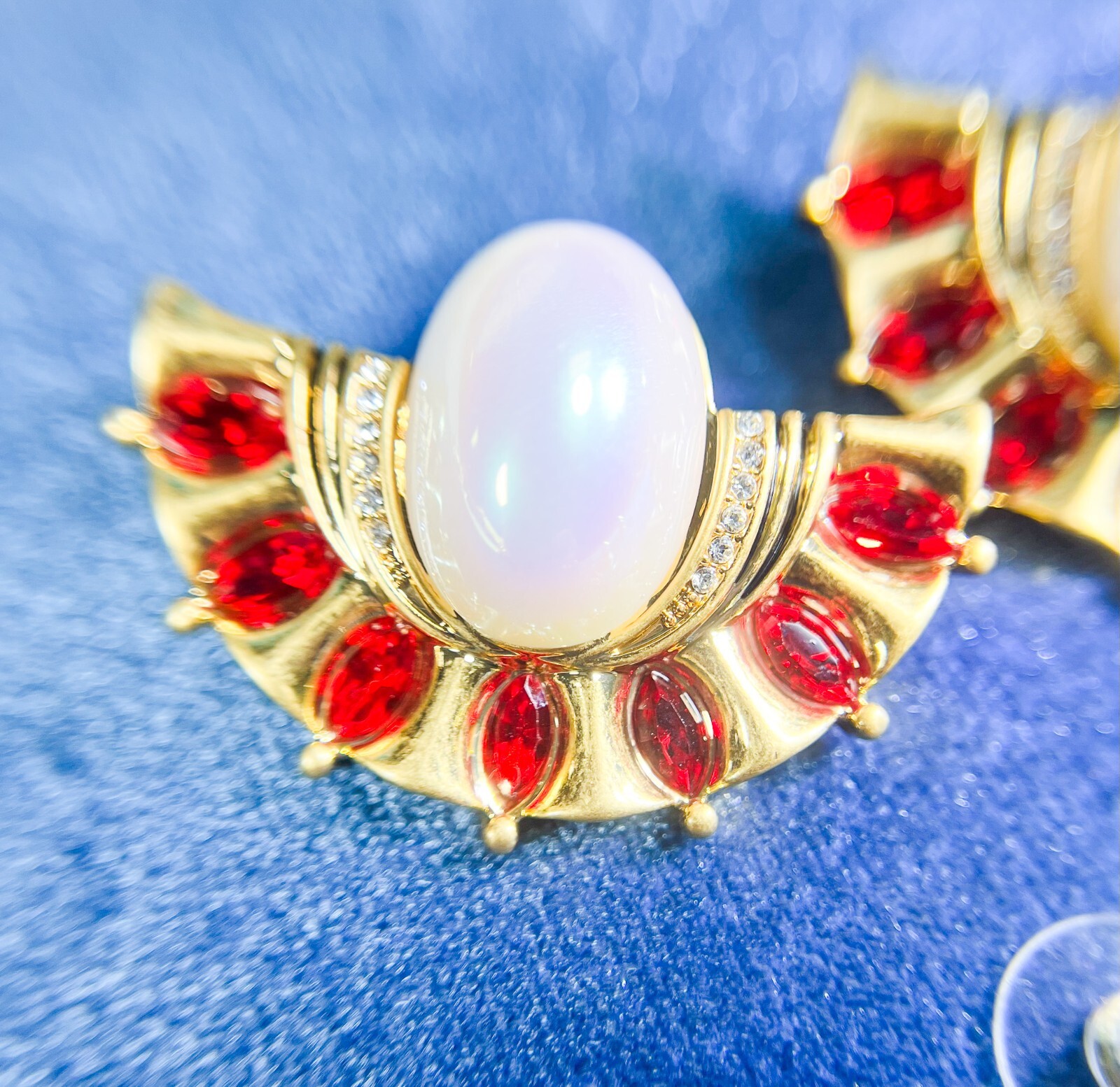 Victorian 14K Gold Earrings, Vintage Opal Sapphire Earrings, Ruby Red Earrings
