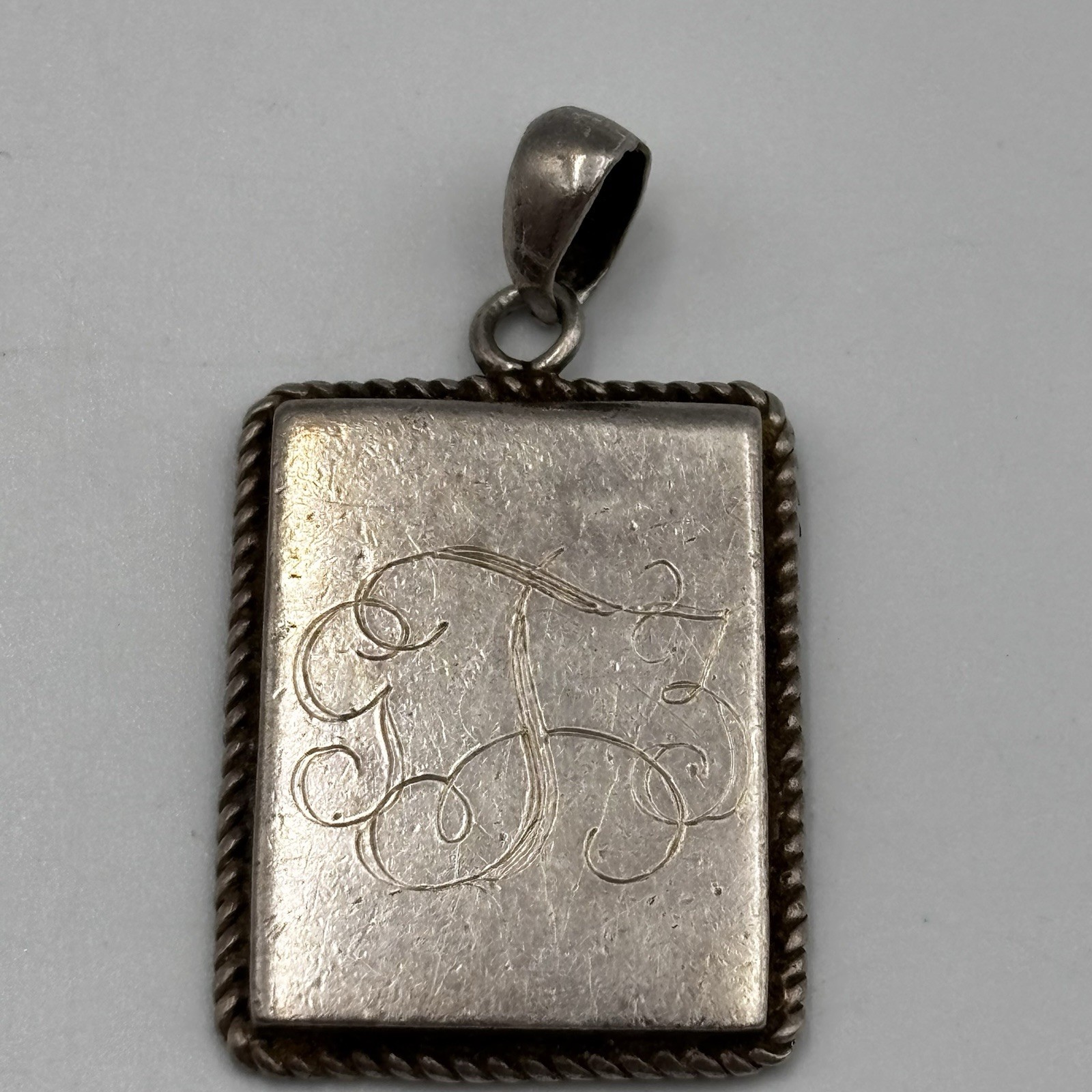 Vintage Sterling Silver 925 Rectangle GL3 Marked 40.70mm Pendant 7.2g