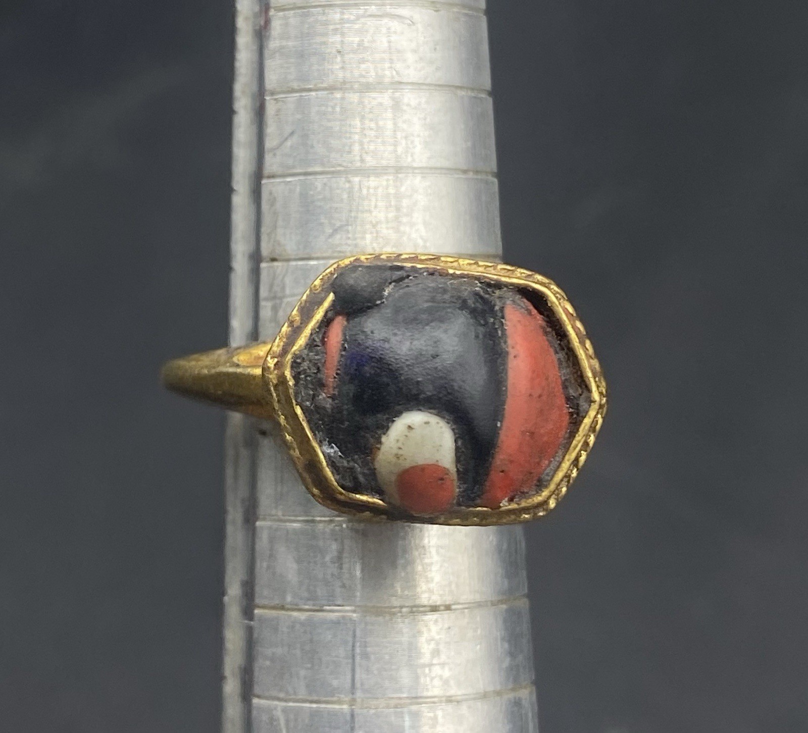 Beautiful Vintage Old Gabri Glass Gold Plated Ring Vintage Ring