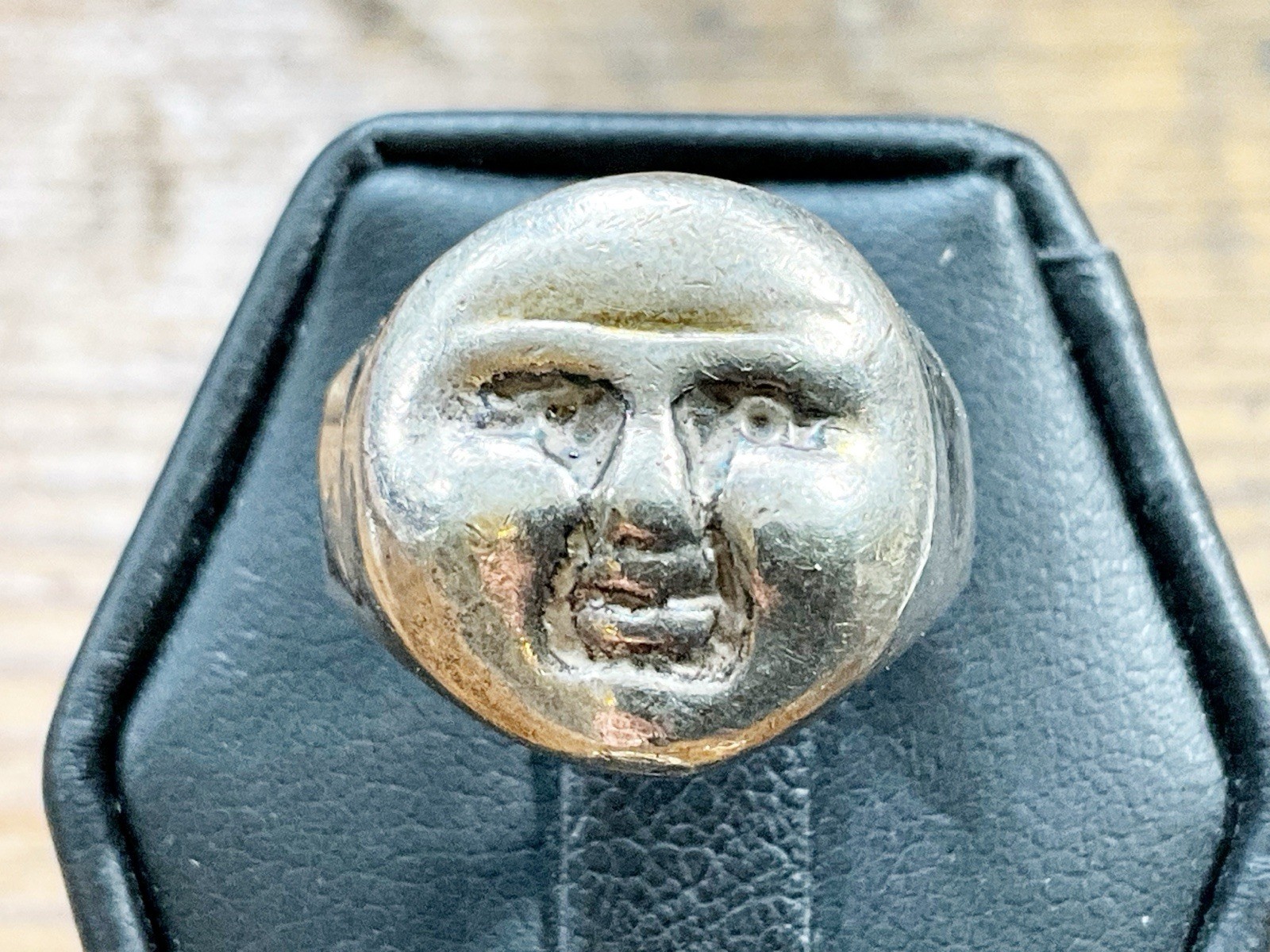 Vintage Sterling MOON FACE Ring Signed “Joe Dean” Size 6.25