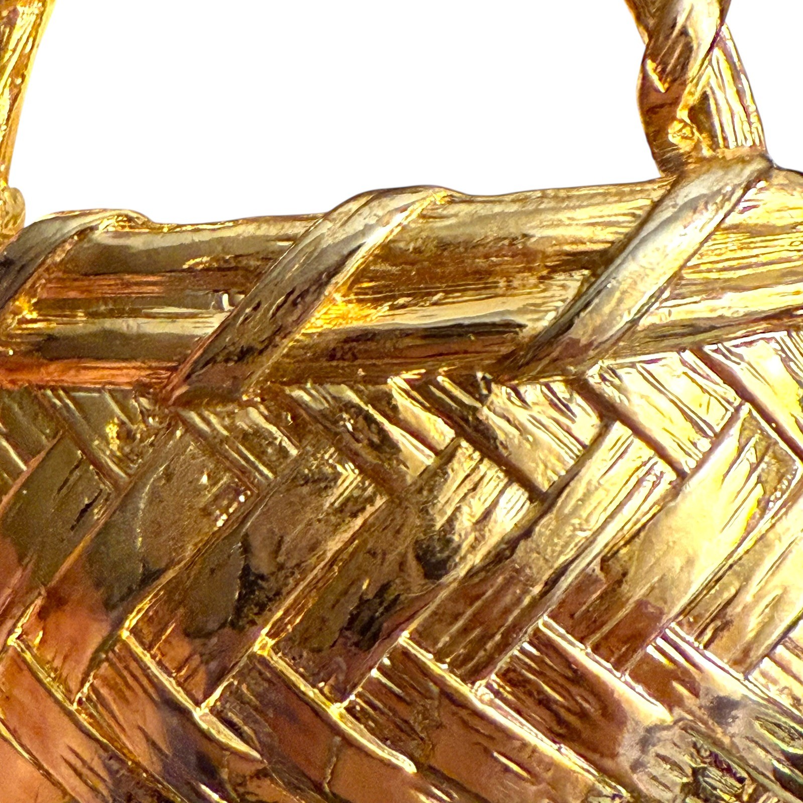 Vintage Basket Purse Brooch Unknown Signed Costume Jewelry