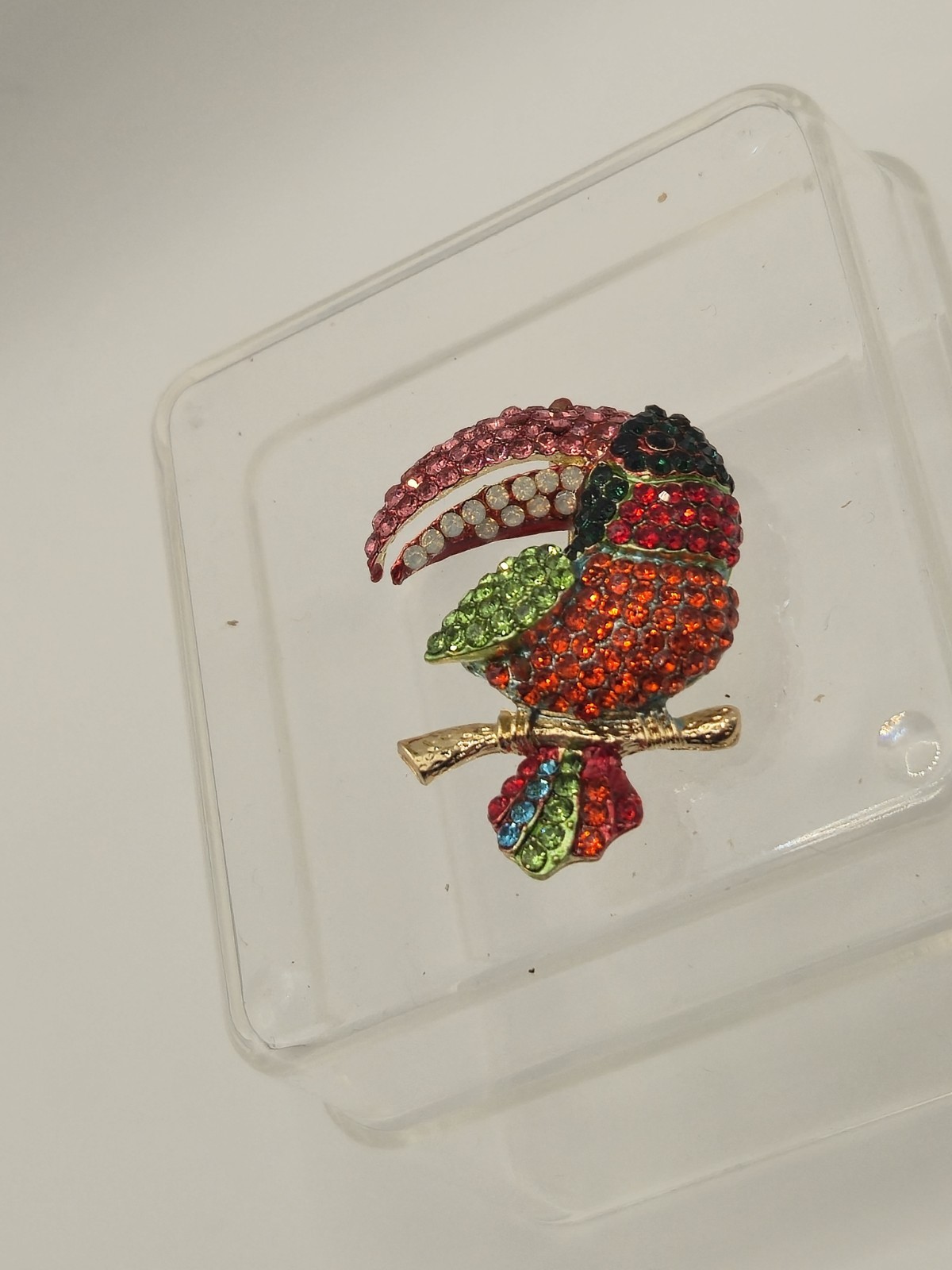 Multi-Colored Rhinestone Tucan Brooch Unbranded