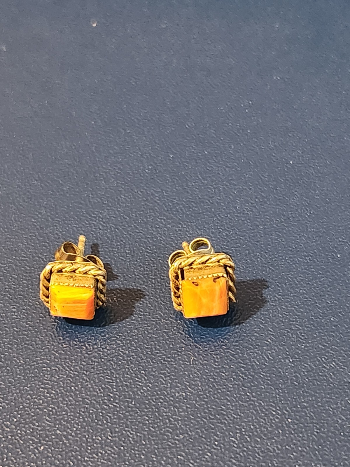 Sterling Silver Orange Stone Stud Earrings