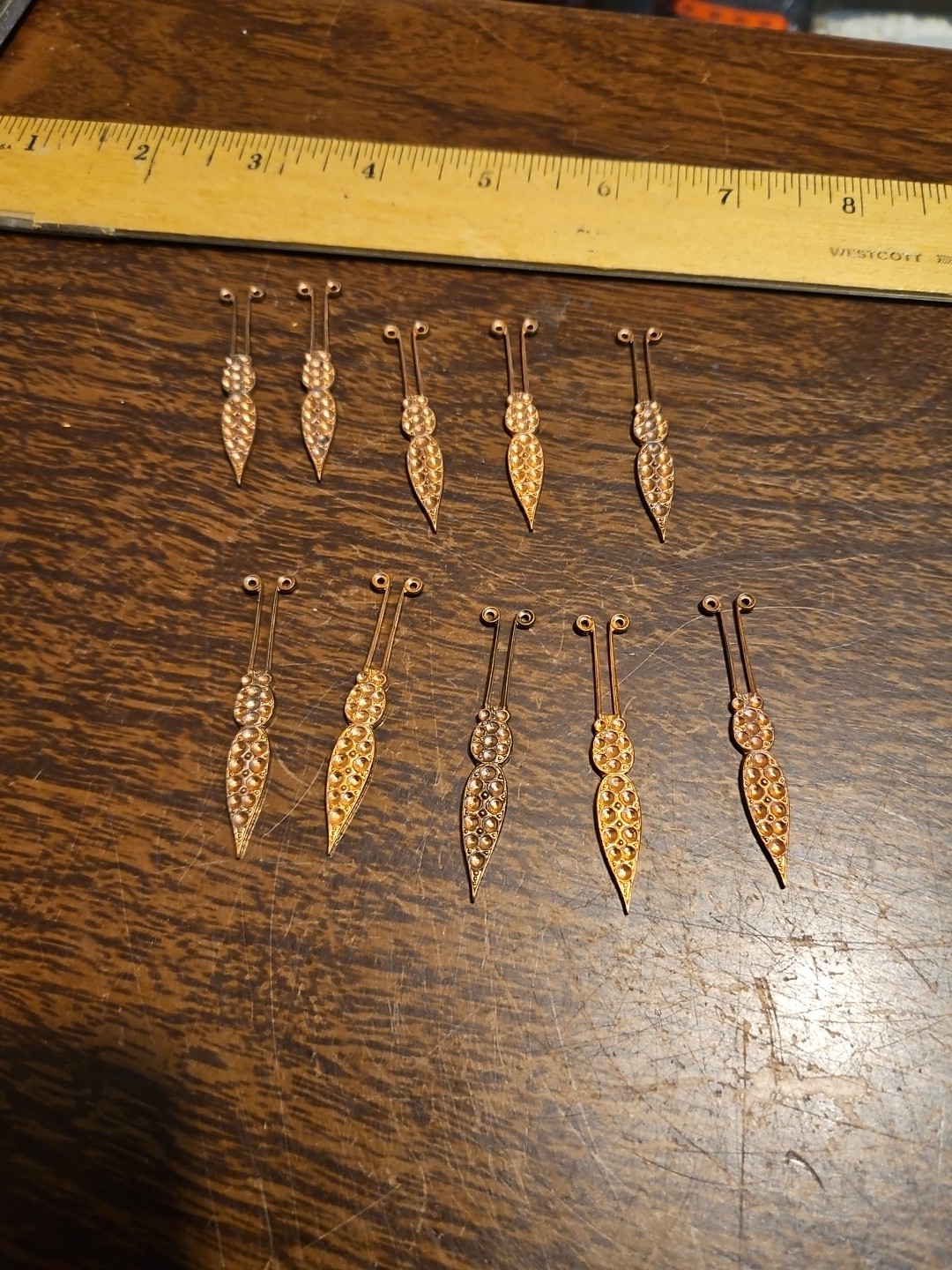 Lot Of 10 Carrot / Dagger France Vintage 60s Brass Stampings Findings Jewelry