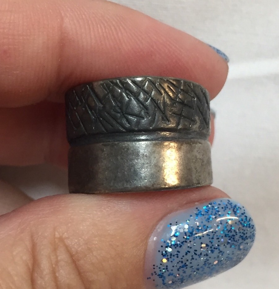 Antique Sterling Silver Ring Marked 925 Solid Band No Stone Hash Marks Jewelry