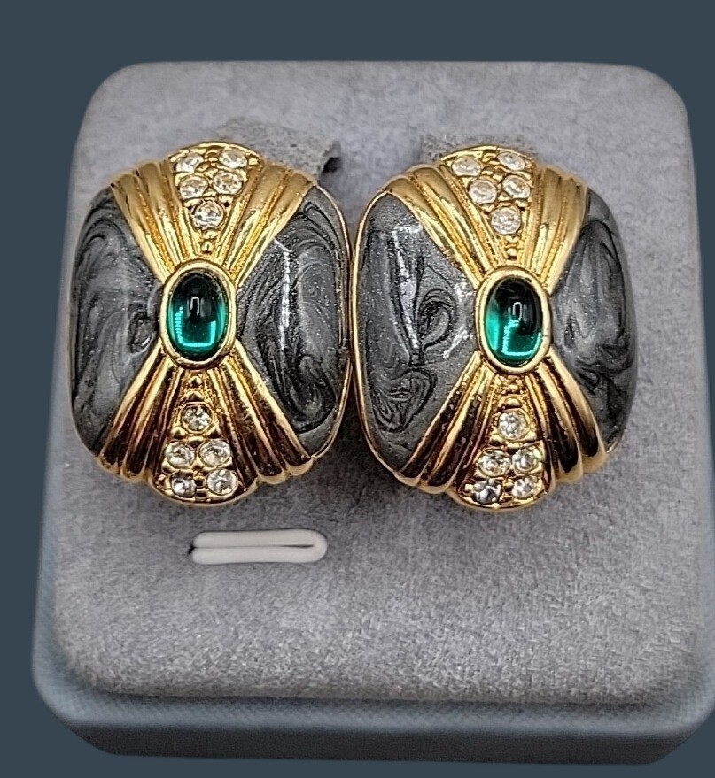 Vtg Kenneth Lane for Avon Duchess of Windsor Panther Collection Post Earrings