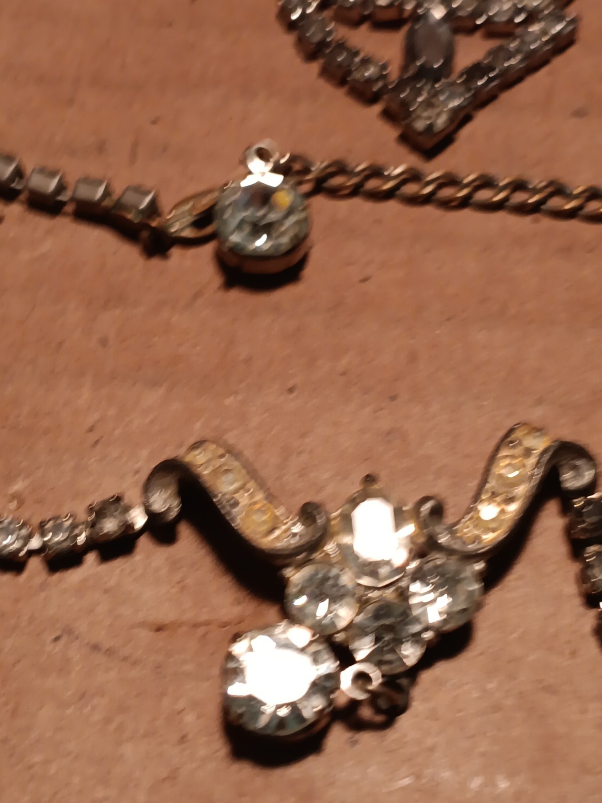 Two Art Deco? Style Costume Jewelry Necklaces 1 With Clip On Ear Rings.