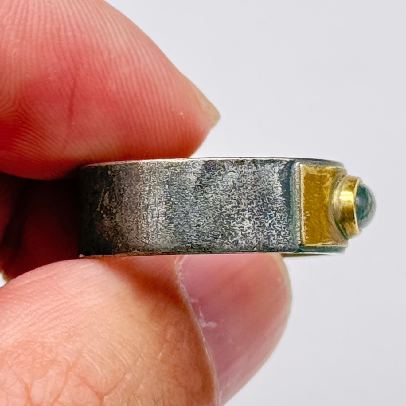 Vintage Modernist 18K Gold Sterling Silver Ring Size 7.25