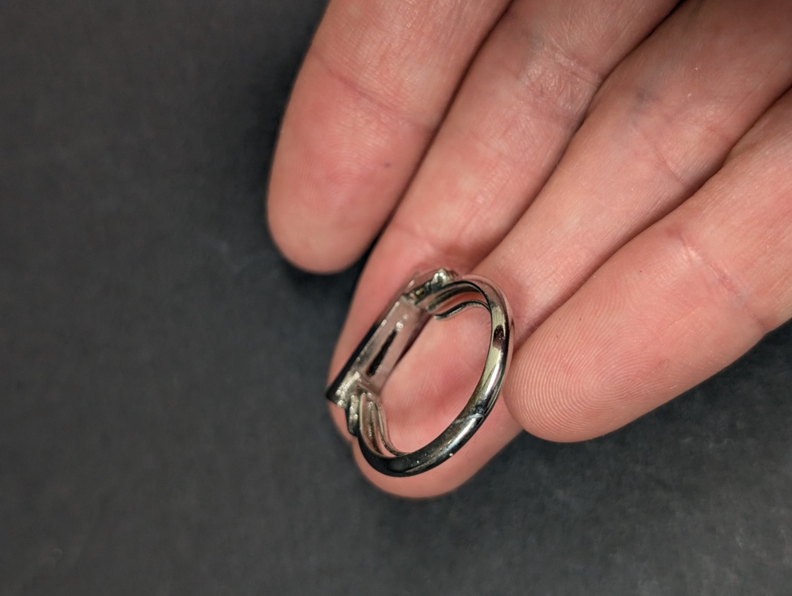 Vintage Letter A Initial Monogram Ring Adjustable Silver Tone Size 6 7 8 Ladies