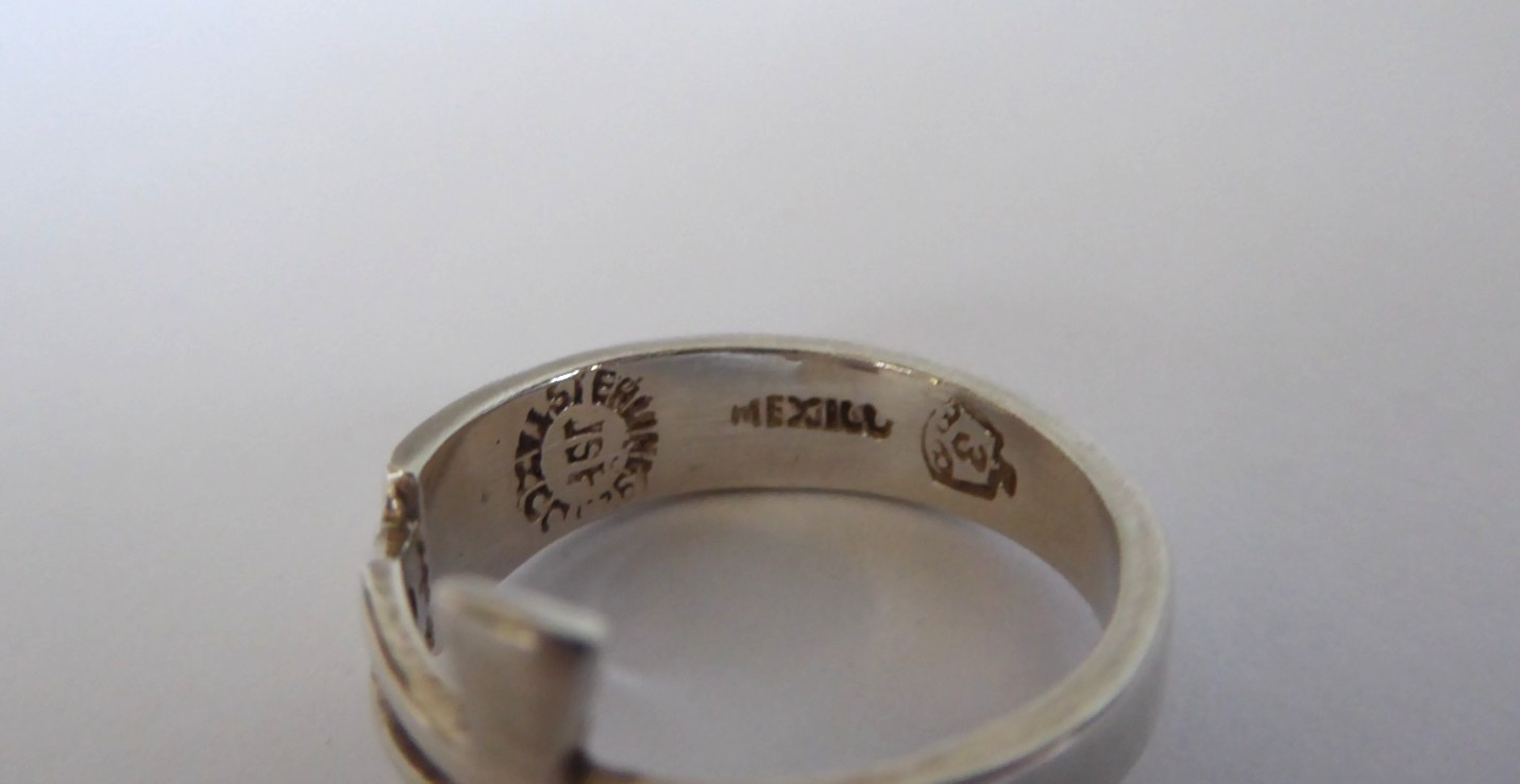 925 Sterling Silver Vintage JSF Mexico Egyptian Ankh Unisex Ring Size 7.5 Vtg.