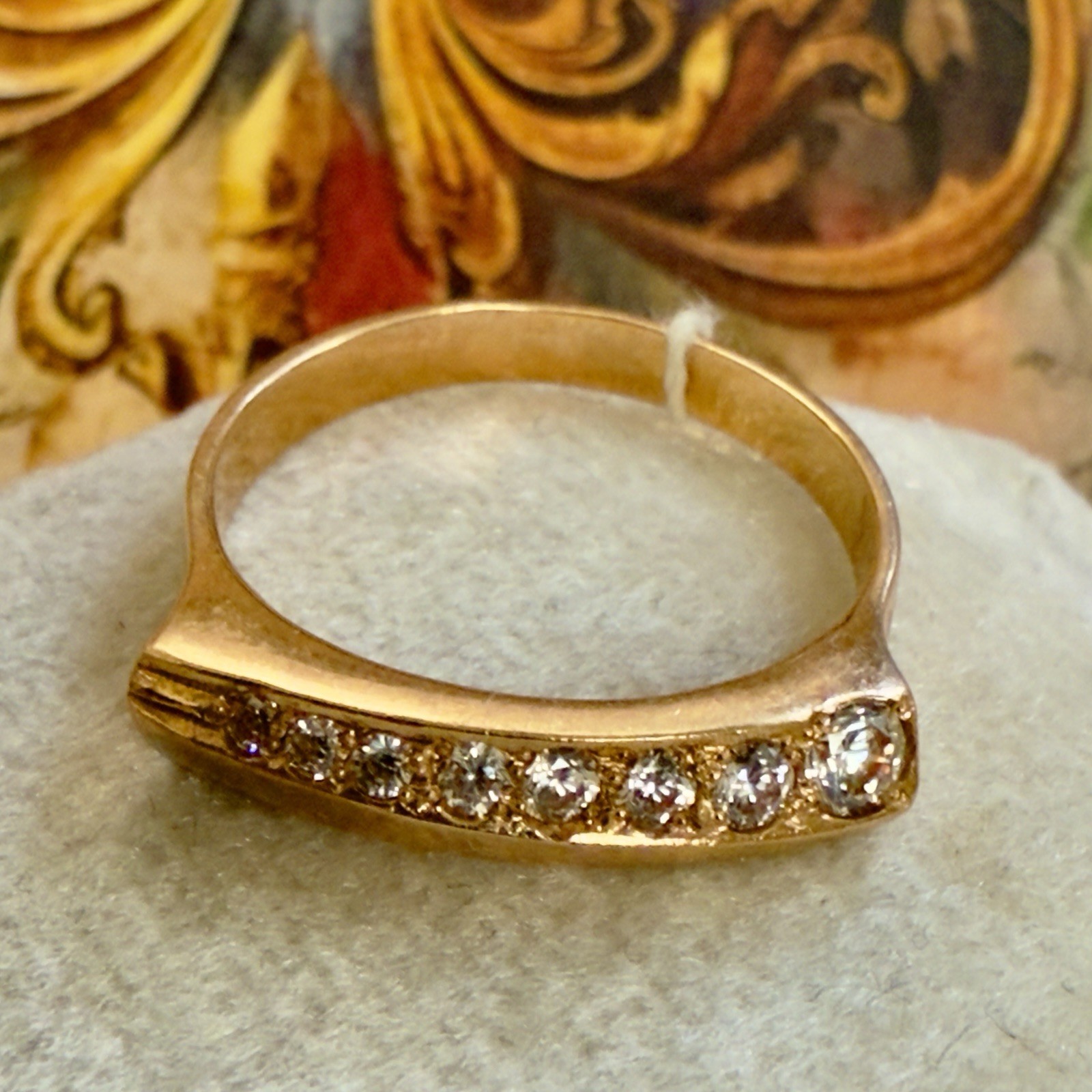 Size 7.25 – 14K 585 Rose Gold Gemstone Ring – Vintage East European #1806