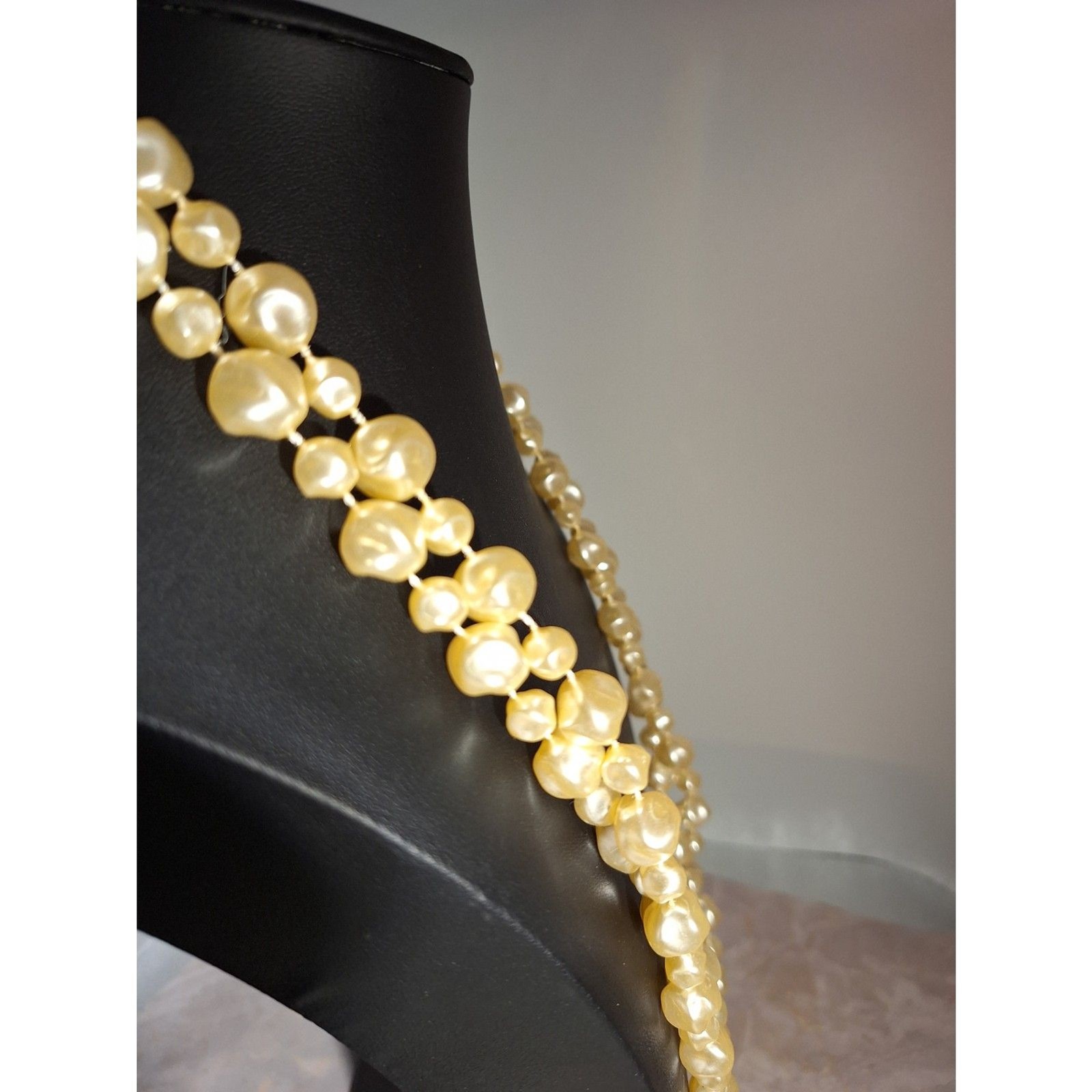A Vintage Extra Long Faux Pearl Necklace Grandmacore Lustrous Eveningwear