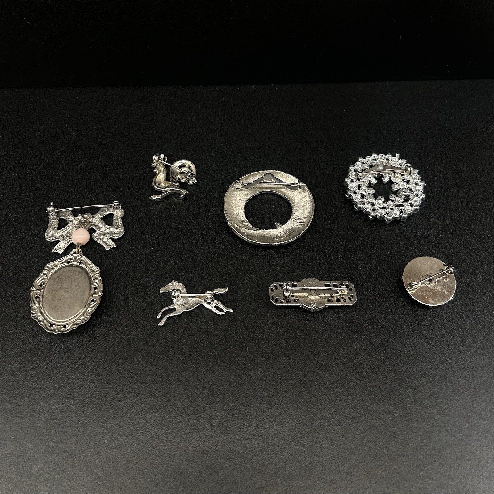 Lot Of 7 Silver Tone Vintage Brooches