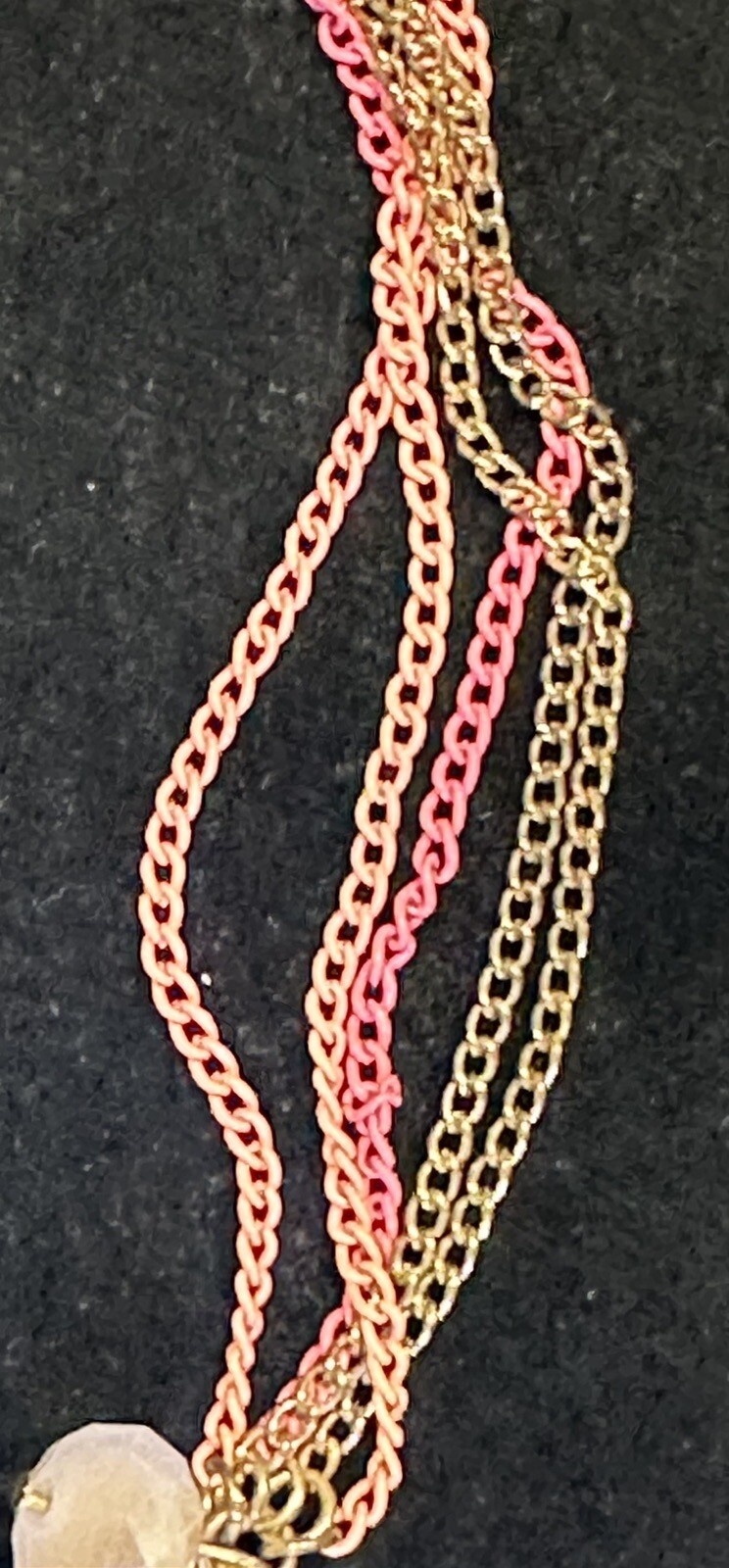 Rose & Pink Gold Tone Beaded Necklace – Vintage Costume Jewelry – Sparkly