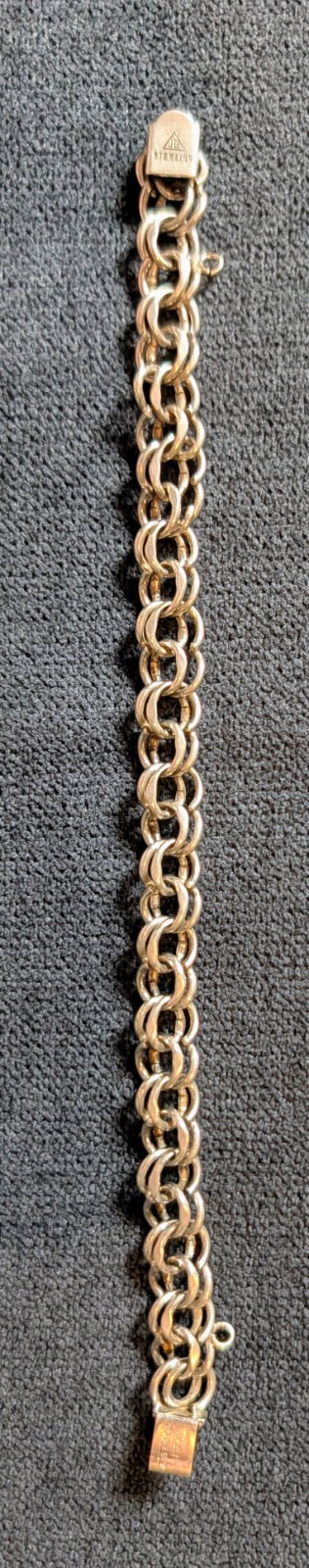 Vtg JB Jacoby Bender STERLING Silver Double Link Charm Bracelet .7oz 18g