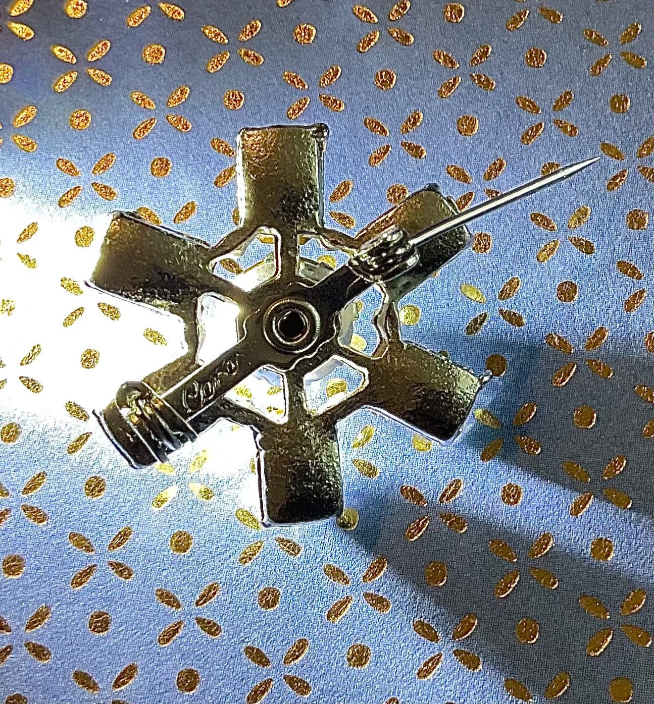 Vintage Signed Coro Rhinestone Pin Brooch Six Spokes Grandmother’s Brooch/Pin