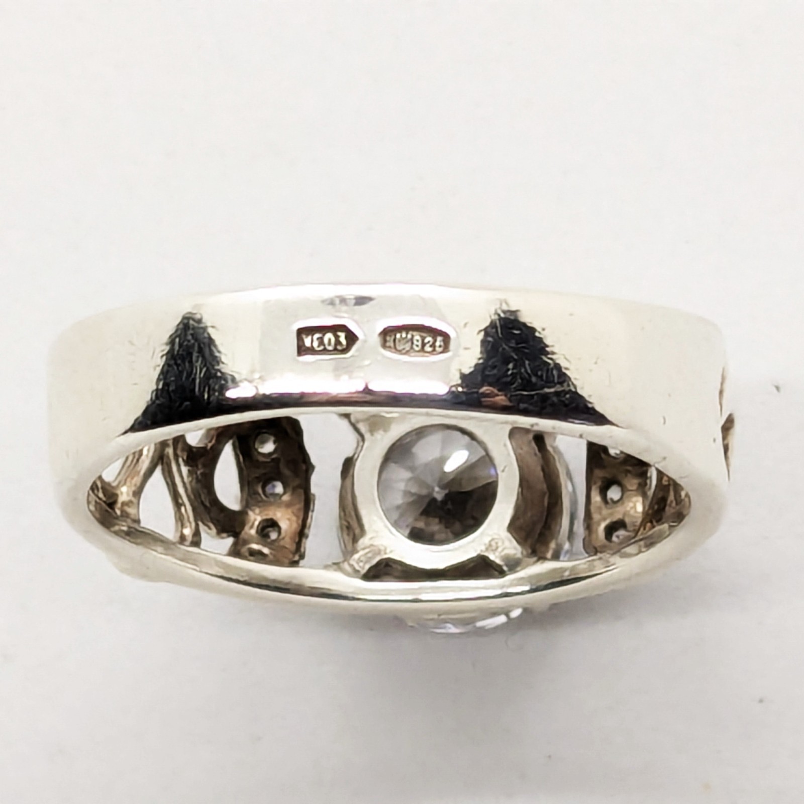 Vintage Elegant RING Silver 925 with Bright Stone -size: 8.75US (18.5mm)| UA #56