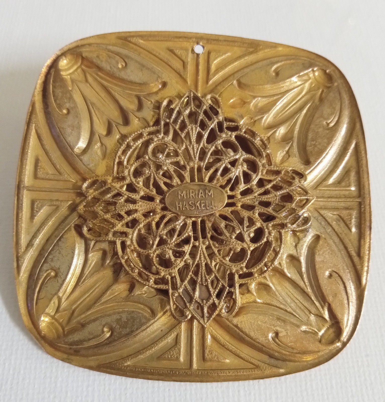 MIRIAM HASKELL Signed Large Egyptian King Pharoah Lotus Flower Pendant Necklace