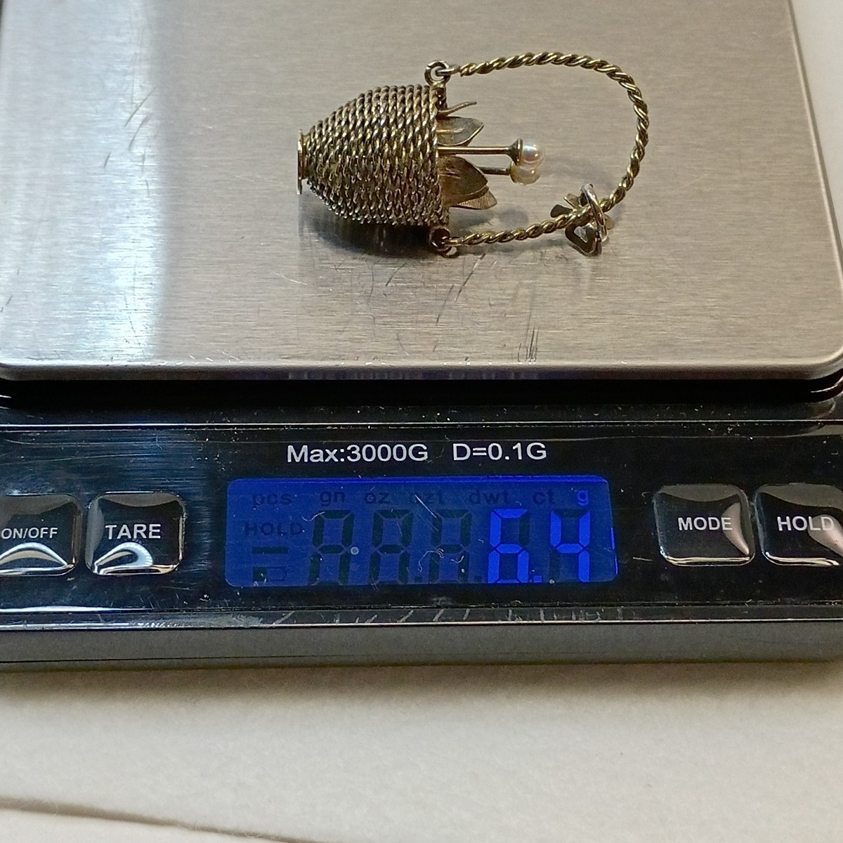 Vtg Wells Sterling Flower Basket Charm 3D Pearl Flowers Leaves Handle Bow