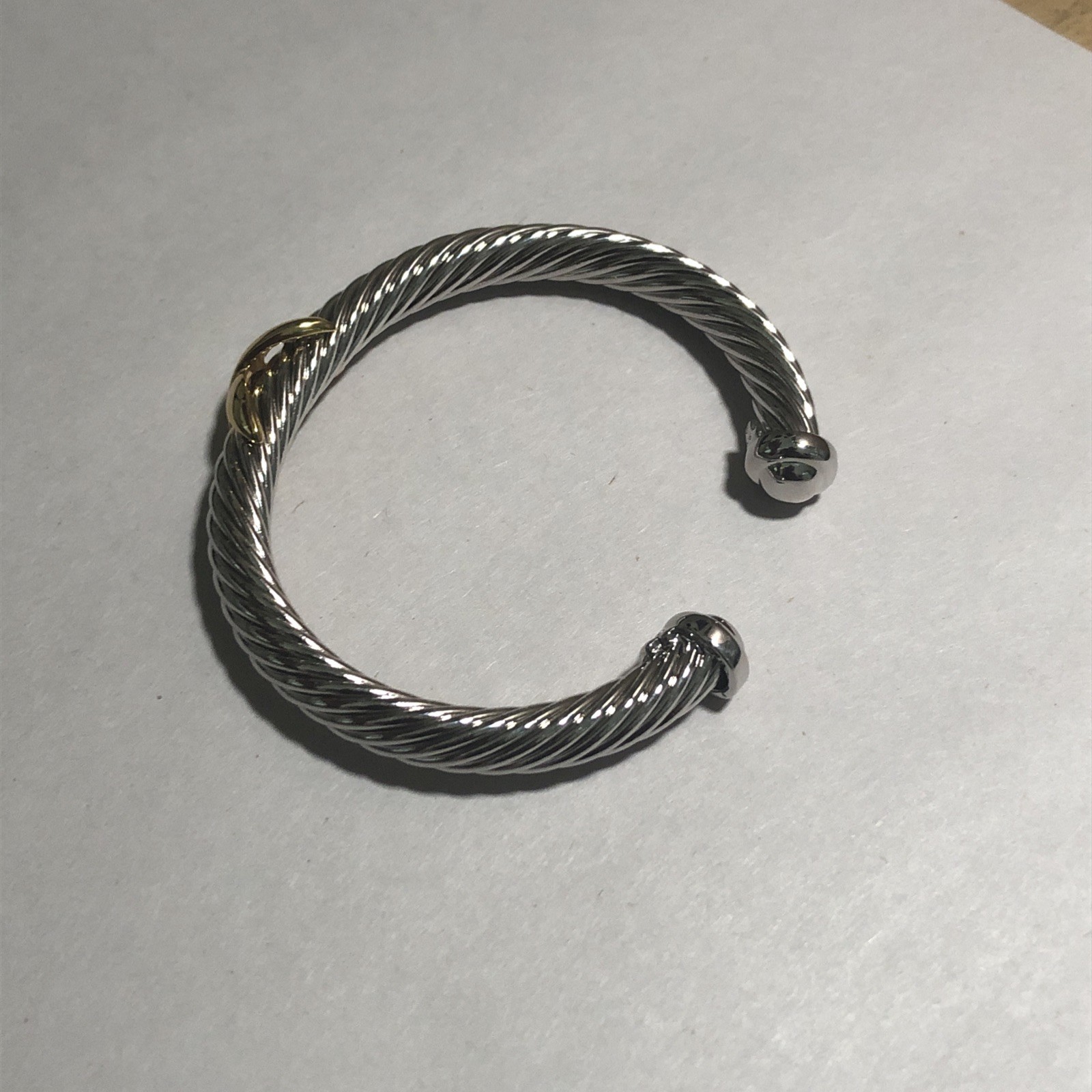 Vintage Cable Cuff Bracelet With Gold X 7MM