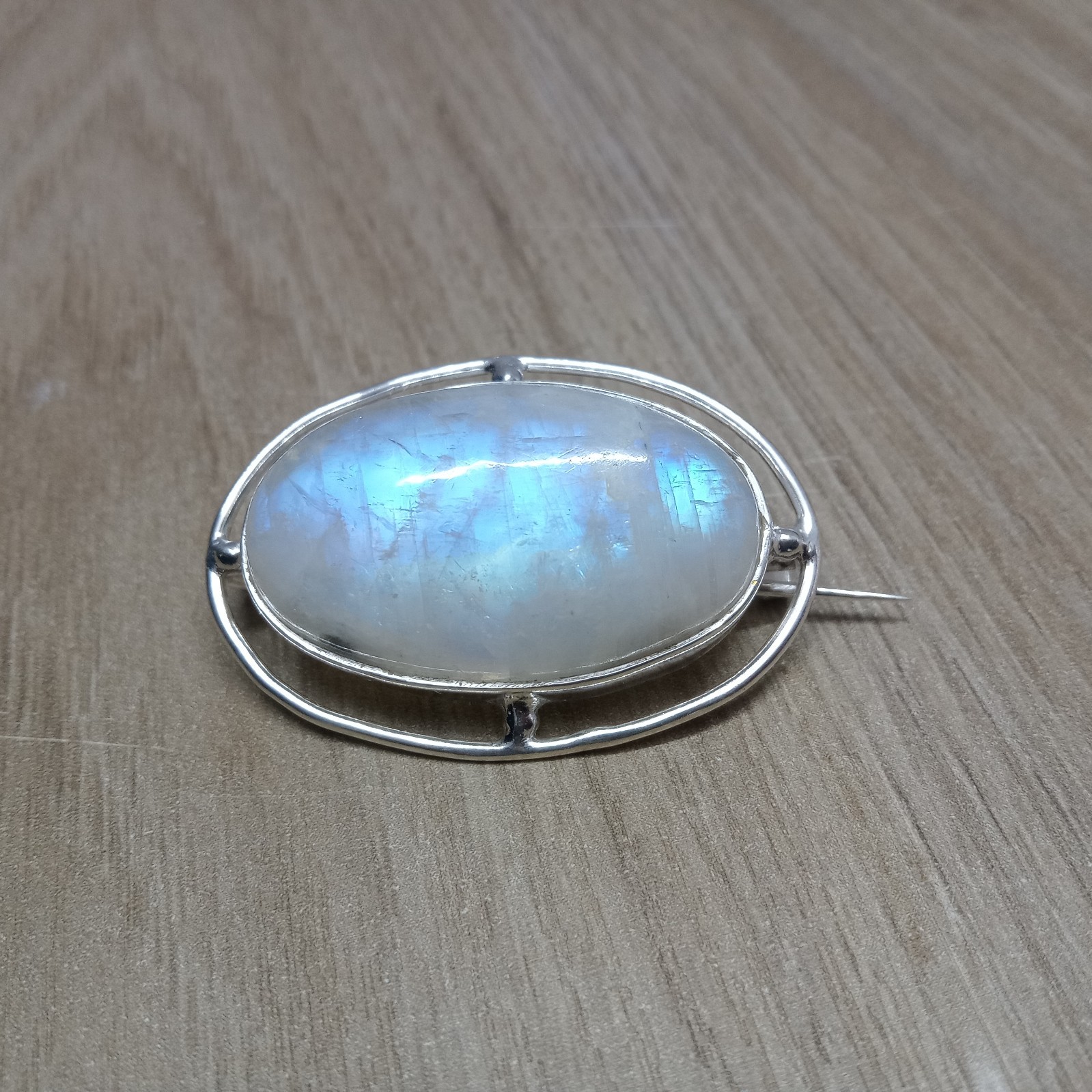 Natural Moonstone 925 Sterling Silver Brooch, Scarf Pin , Brooches For Women