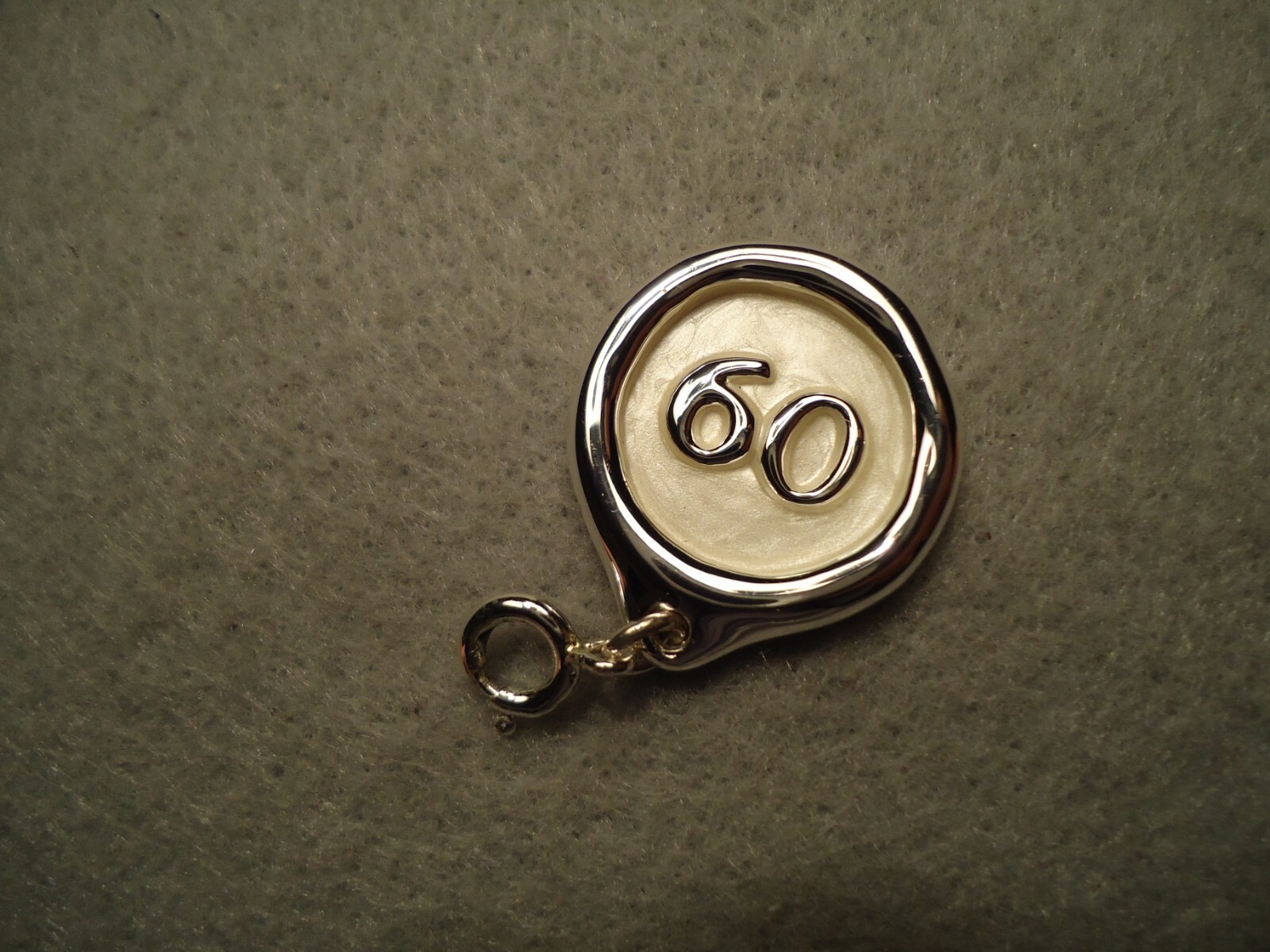 Silver Plate Shimmer Enamel 60 Birthday Anniversary Charm Pendant for Bracelet