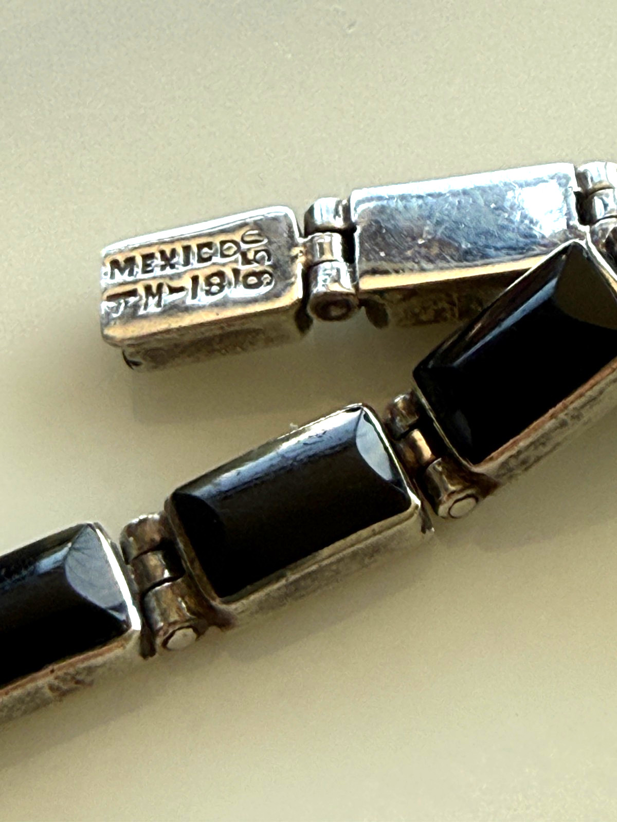 Vintage Taxco Mexico Sterling Silver 950 Black Onyx Tennis Bracelet TM-181 7.5″
