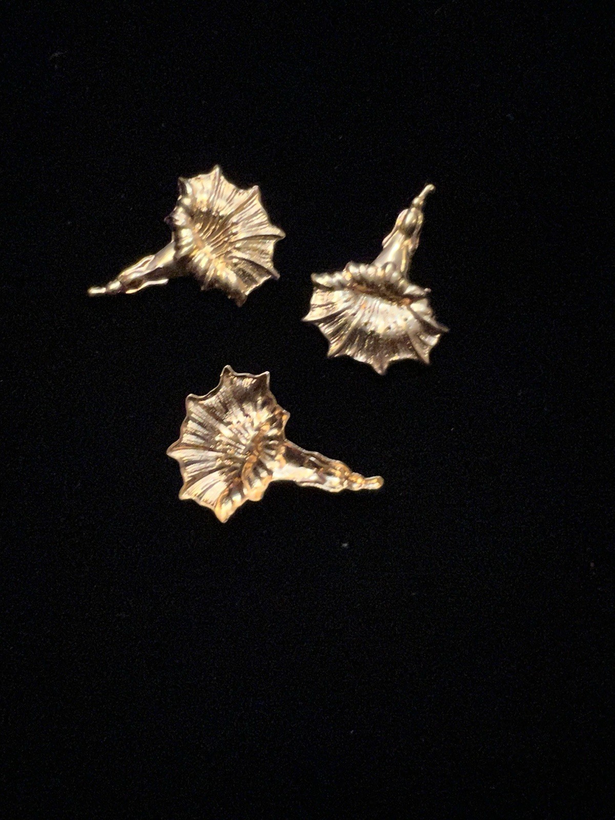 Three Vintage Floral Brass Stampings 22K Gold Plated for Jewelry/Crafting/Decor