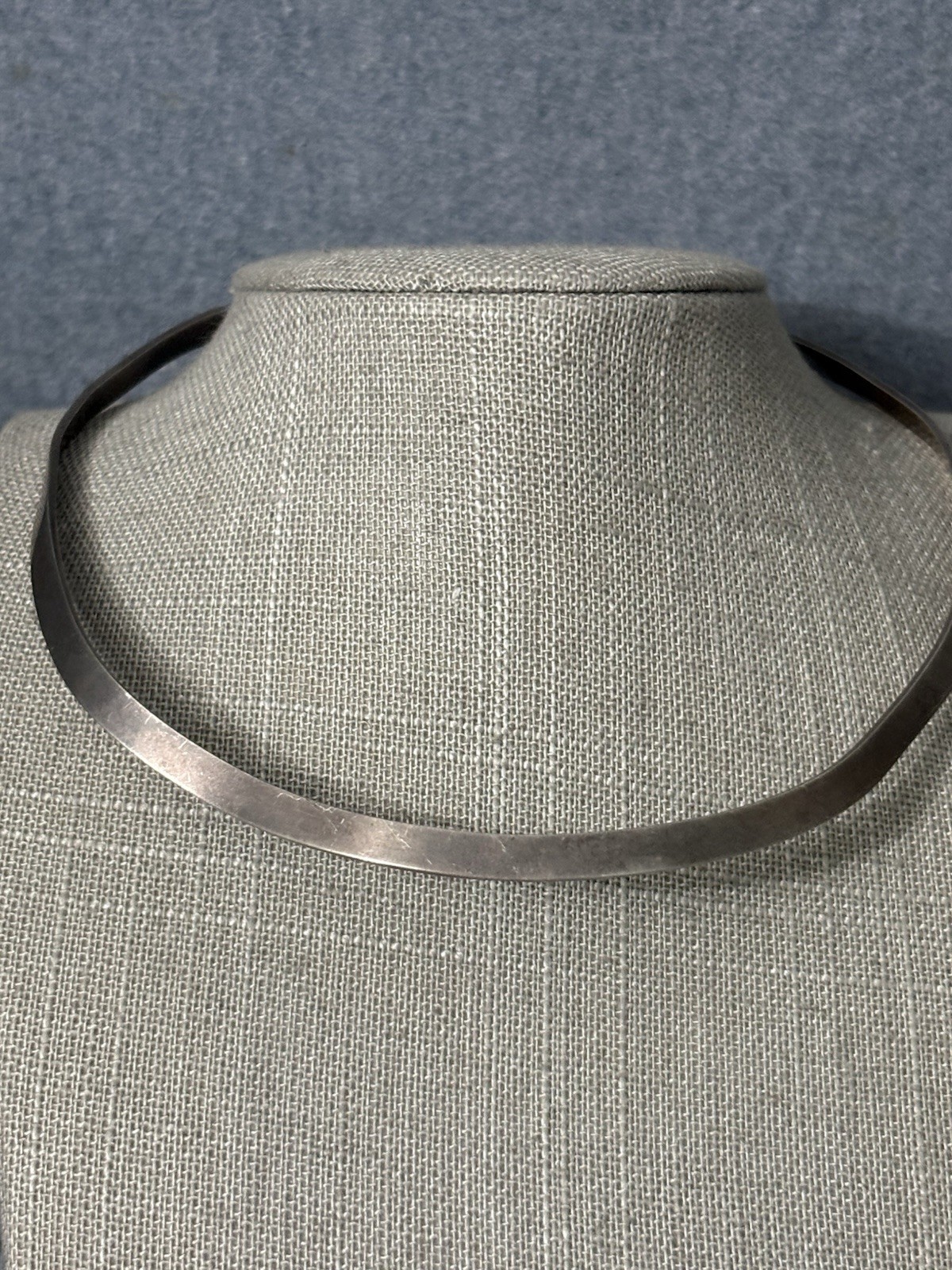 Vintage Sterling Silver Cuff Collar Necklace Flat Choker wavy 23g 14”