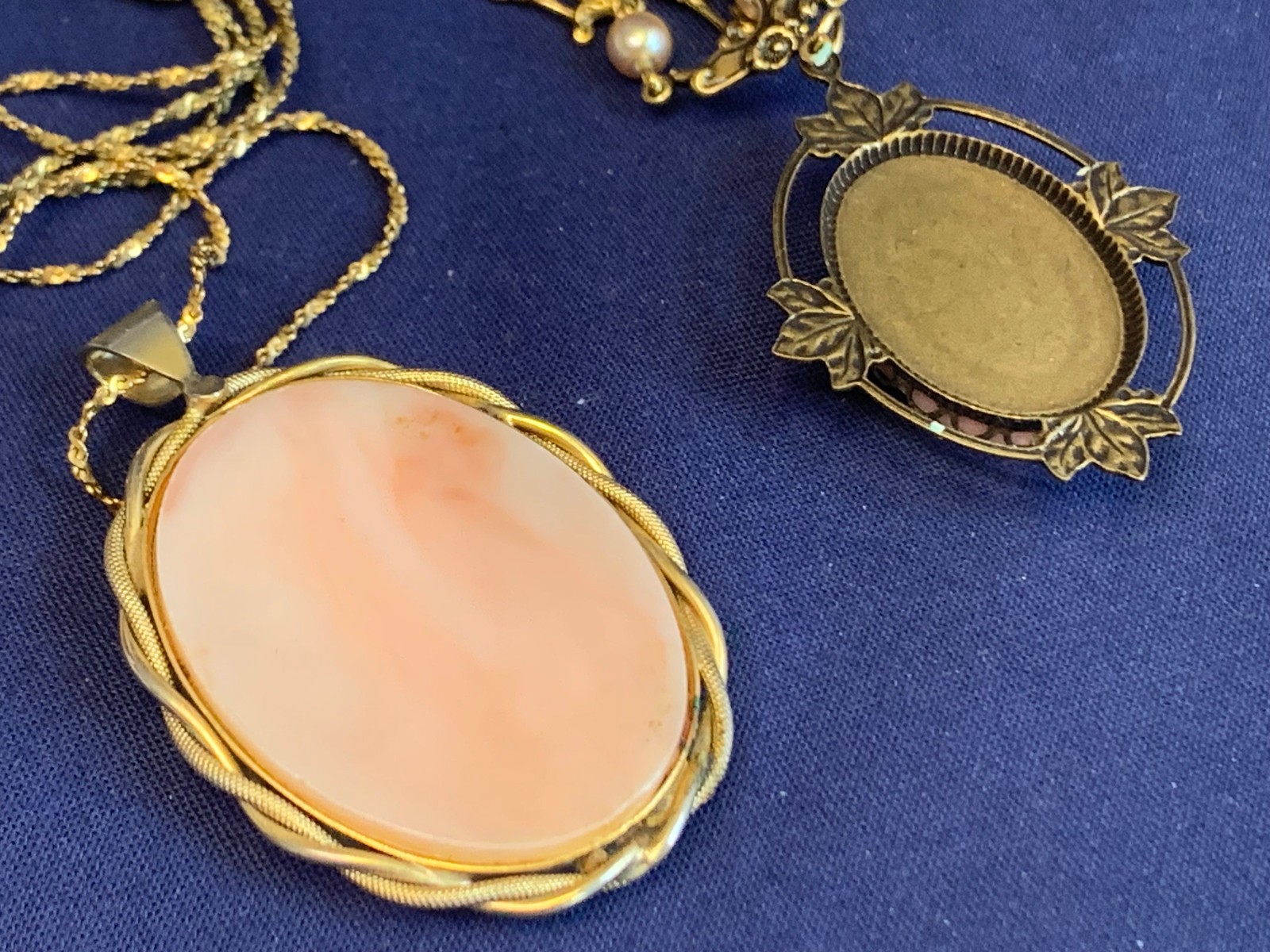 Vintage Cameo Jewelry Lot Lockets Choker Earrings Necklaces Brooches Pins