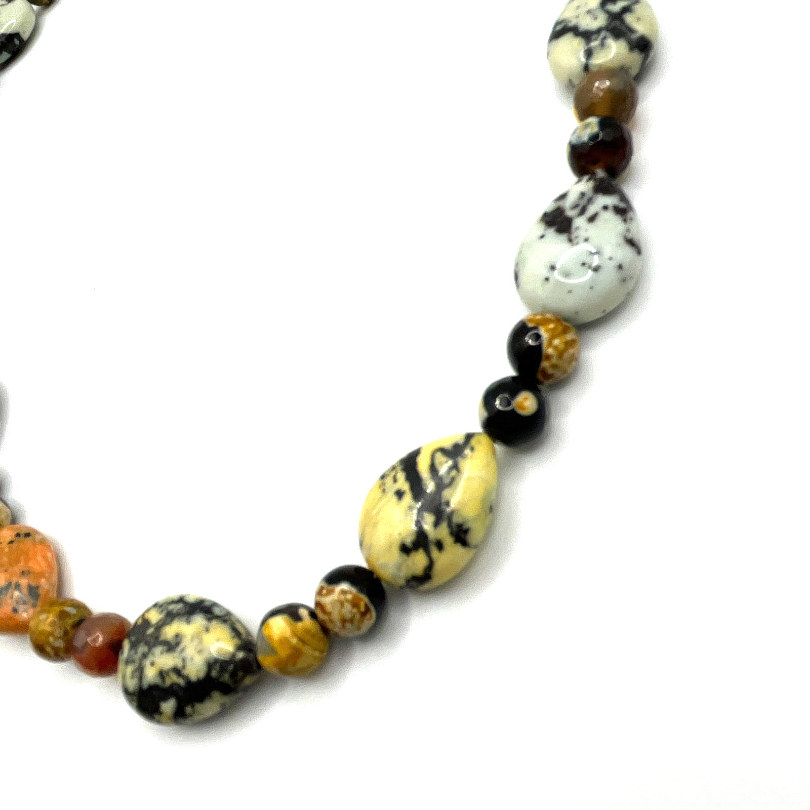 VTG Necklace Bumblebee Jasper and Other Jasper Stones Yellow Orange Toggle Clasp