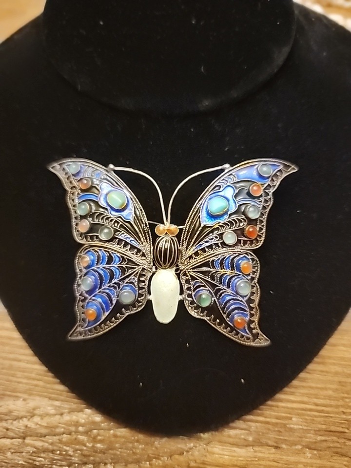 1992 MMA Cleo Butterfly Brooch Enamel Figural Pin Marked MMA Cleo