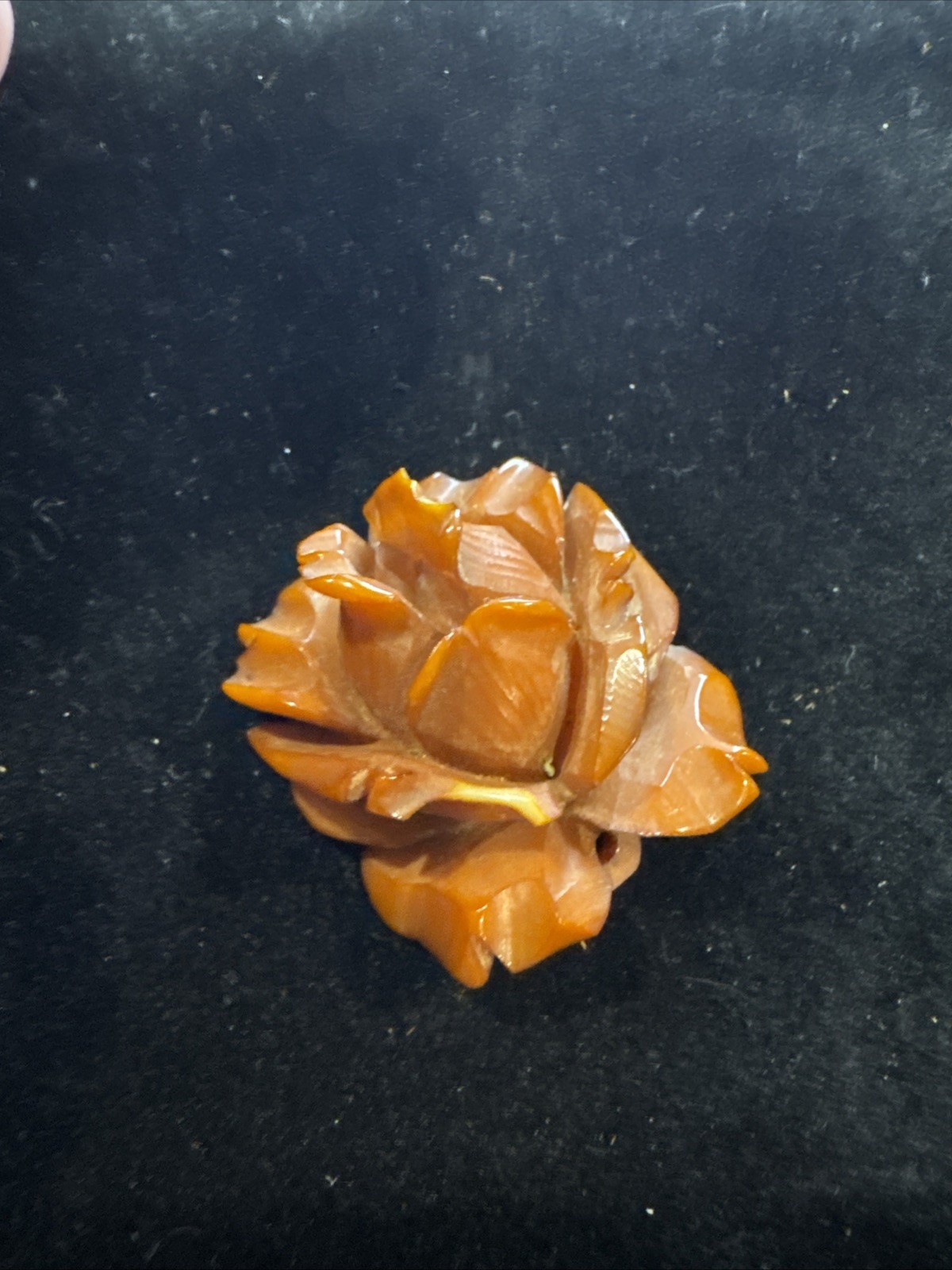 Vintage Butterscotch Bakelite Deeply Carved Round Flower Pendant