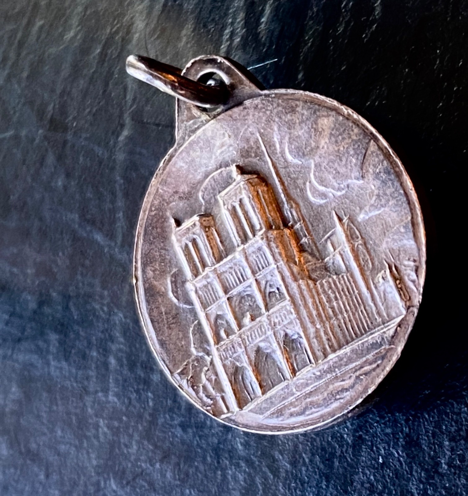 Vintage Metal Necklace Pendant, No Chain, The Story of 2 Friends in Damascus