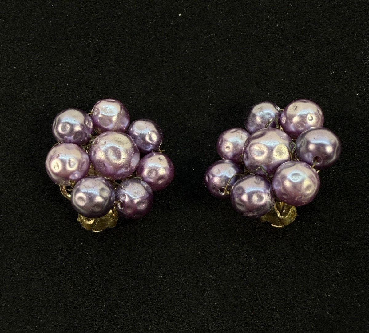 Bead Cluster Clip On Earrings Set of 3 Pairs Japan Hong Kong 1950s 1960s