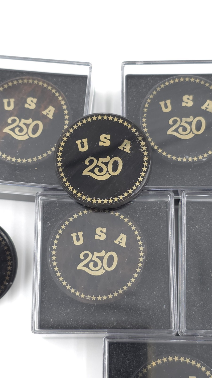 USA 250th Anniversary Obsidian Stone Commemorative Pin Badge 1.2″Limited Edition