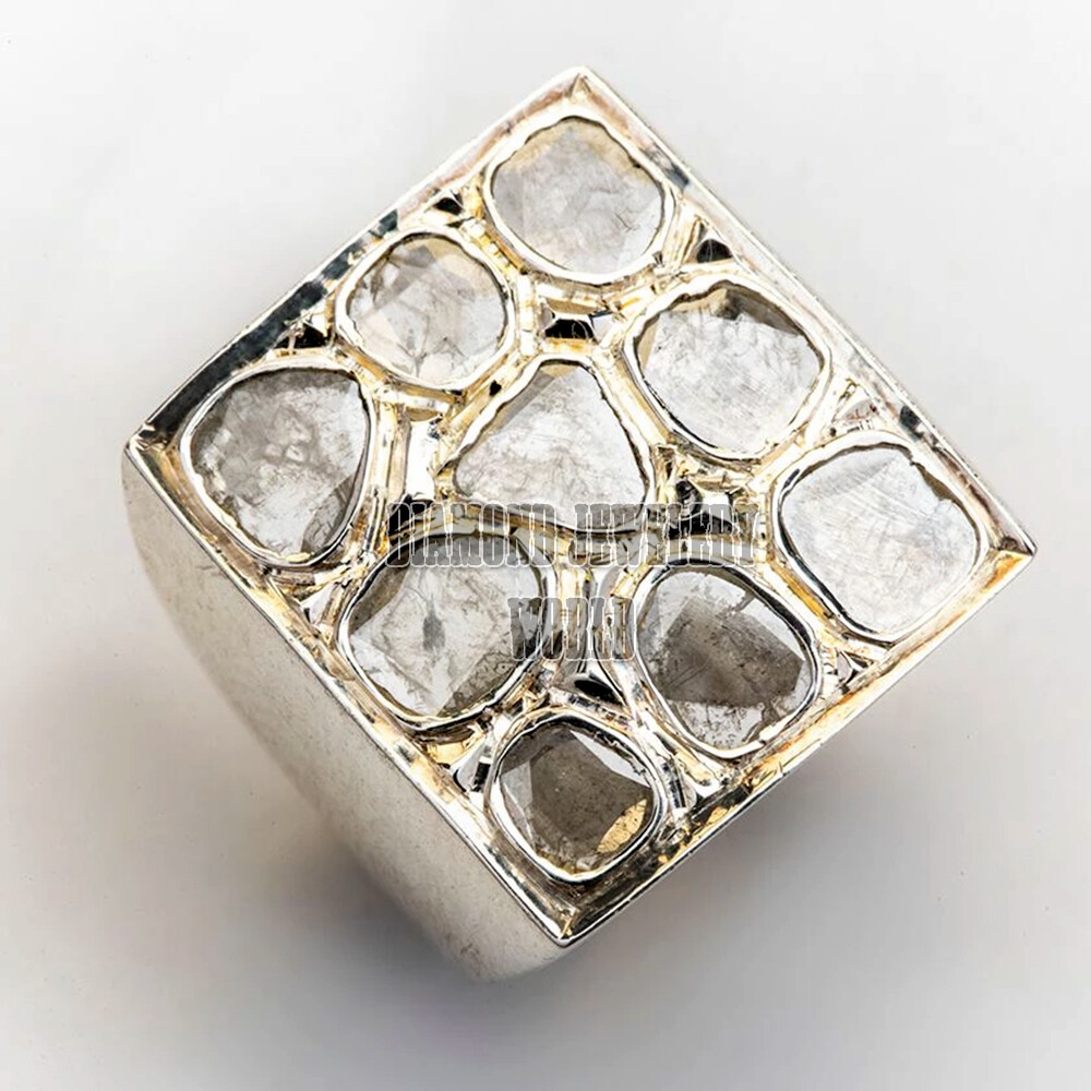 Gorgeous 1.91ct Genuine Old Mine Antique Cut Diamond Silver Vintage Ring Jewelry