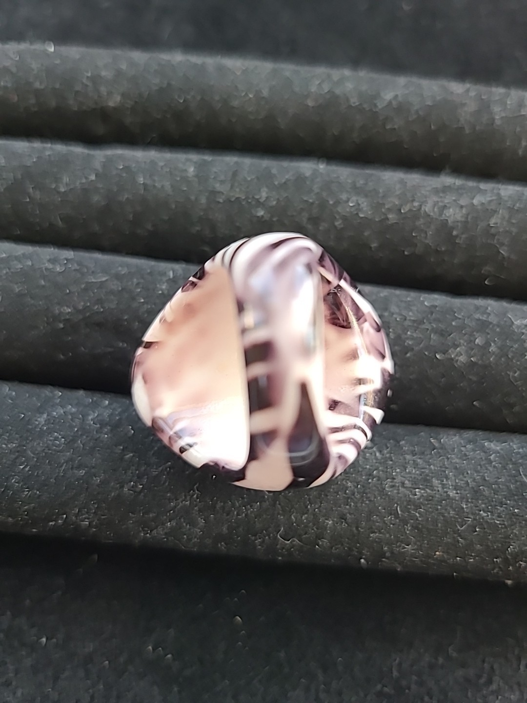 Zebra Print Acrylic Ring Chunky Dome Cocktail Statement Resin Plastic Size 7