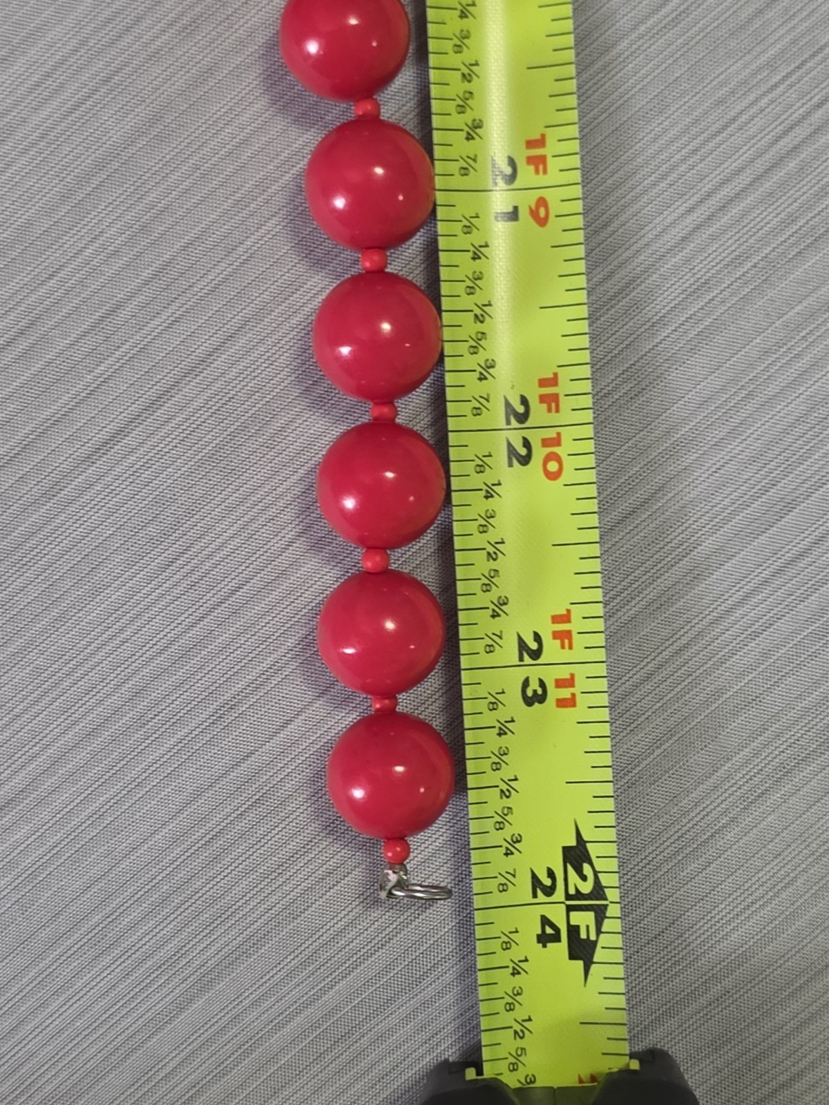 Vintage Joan’s Collectables Signed Necklace Round Red Acrylic Resin Beads Retro