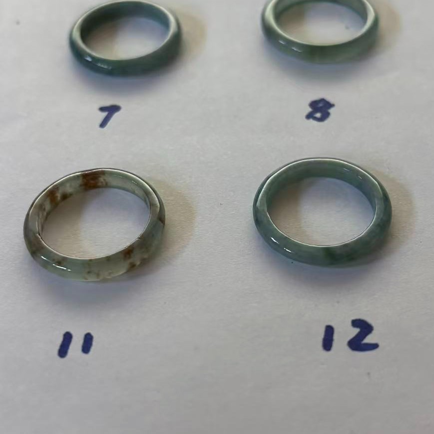 Hi-grade Natural green Jade Jadeite Rings Thin Band, Width about 3 mm