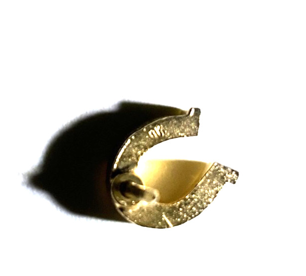 Antique Victorian 10K Solid Gold & Garnet Horseshoe Lapel Pin / Tie Tack Mint