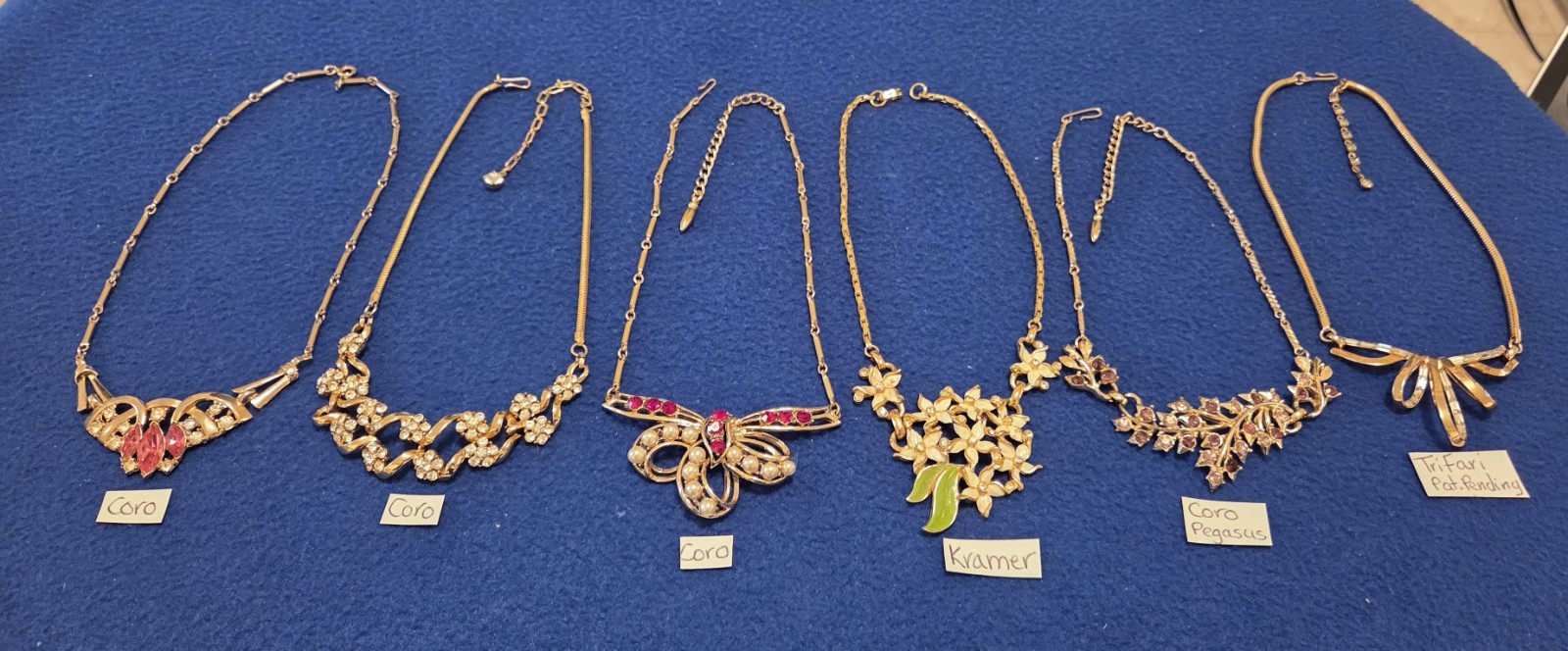 Vintage Mid Century Necklace Lot Of 10. Rhinestones. 6 Signed Kramer Trifari…