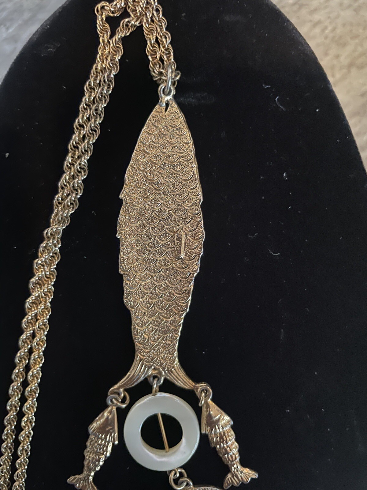 Coro Signed Script Sea Creatures Collection Fish , w/ Abalone & MOP Necklace